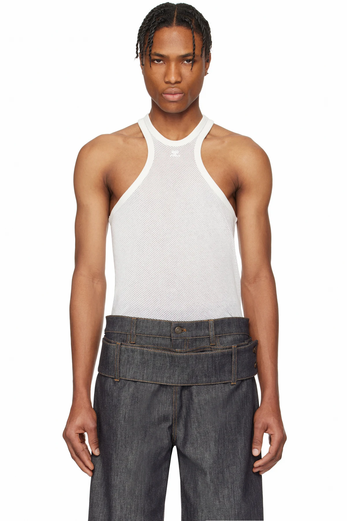 White Scuba Mesh Tank Top