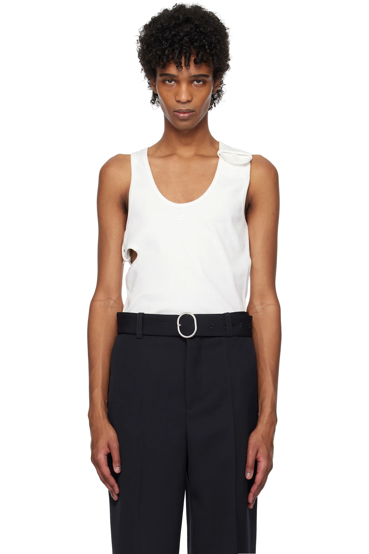 White 90's Rib Cut Out Tank Top