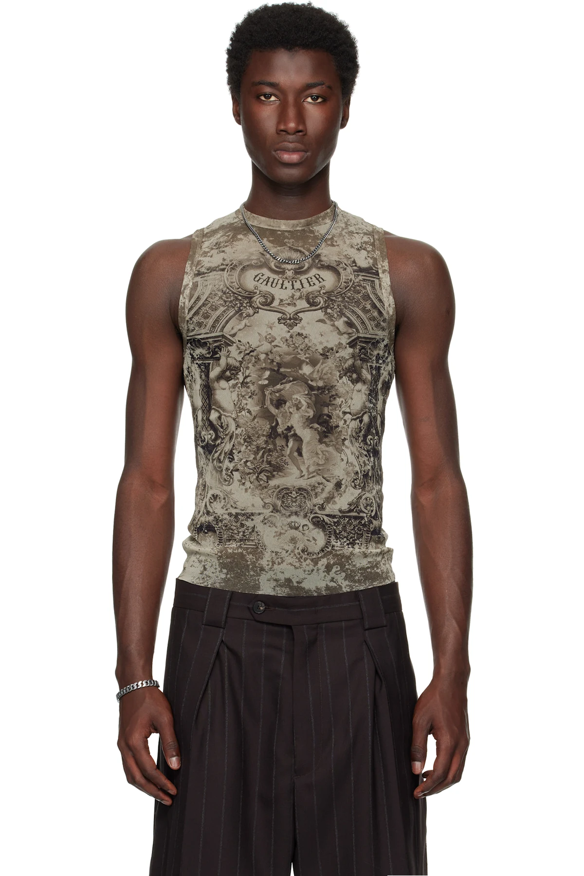 Beige 'The Oversized Médallion' Tank Top