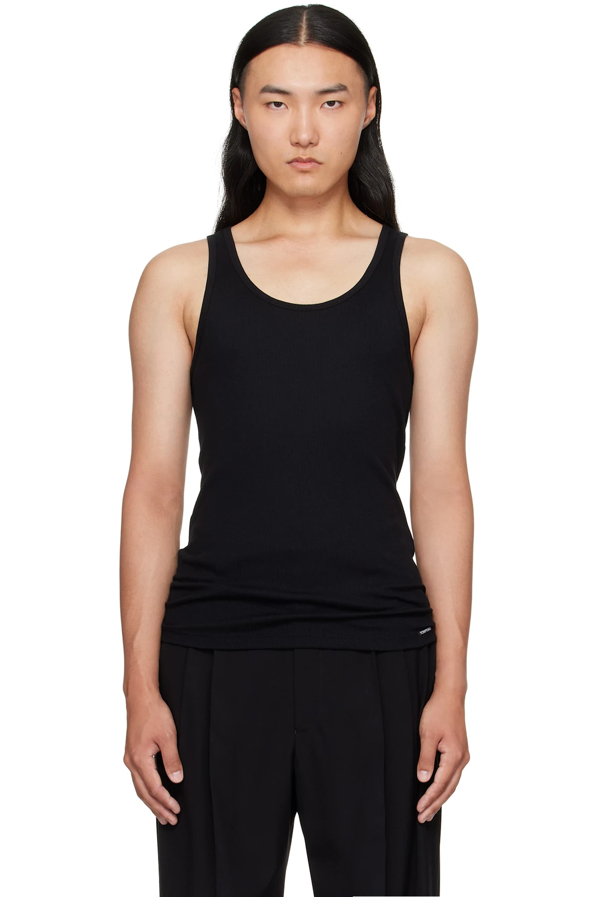Black Cotton & Modal Rib Tank Top