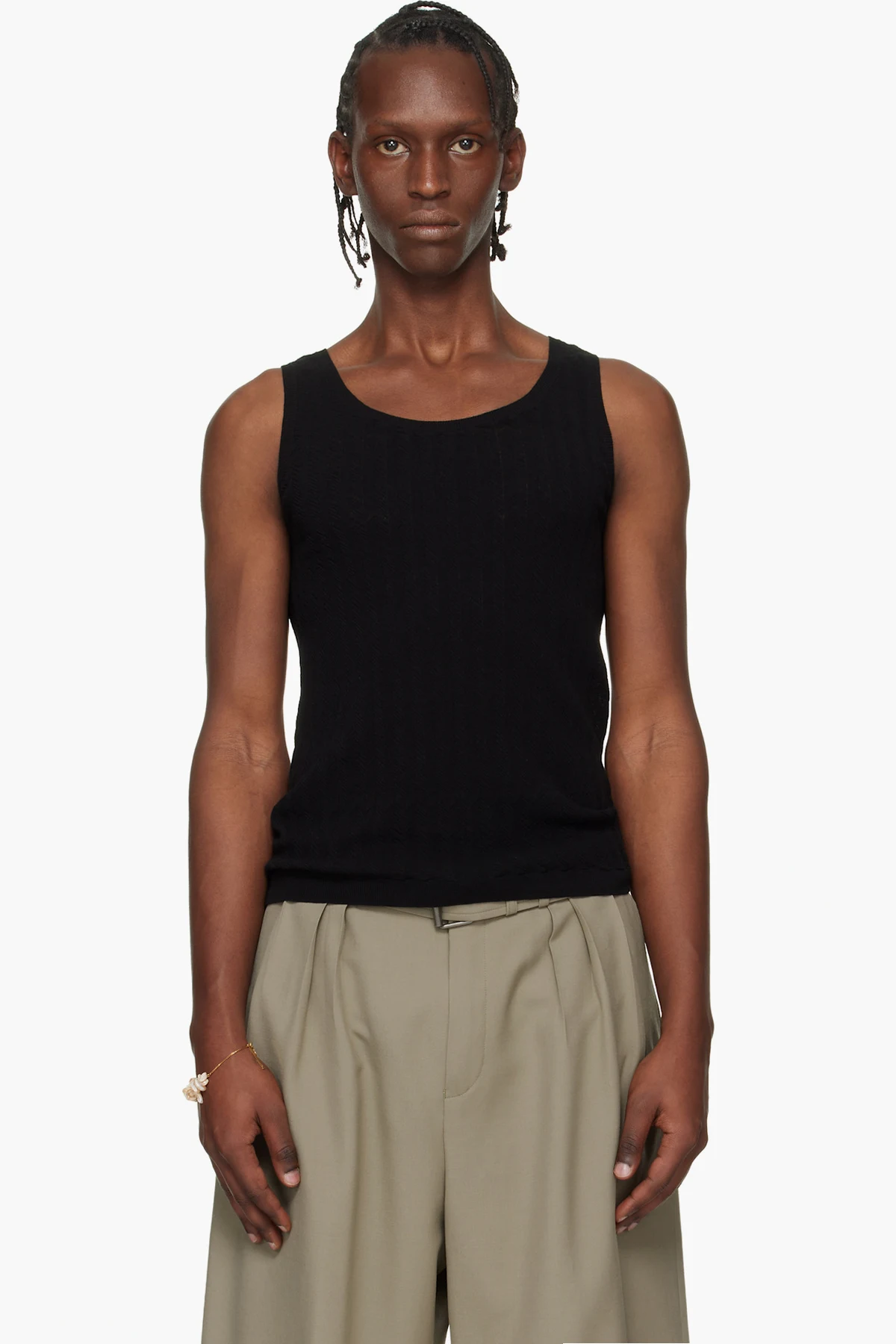 Black Rib-Knit Tank Top