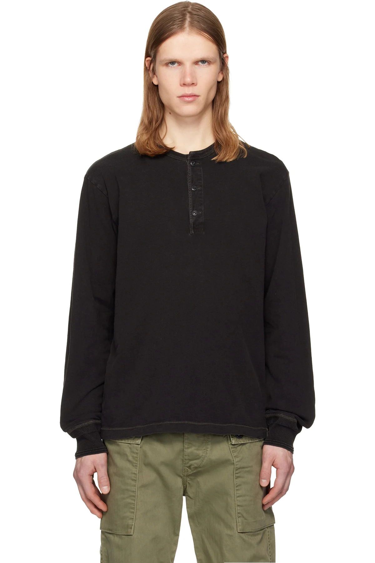 Black Indigo Jersey Henley Shirt