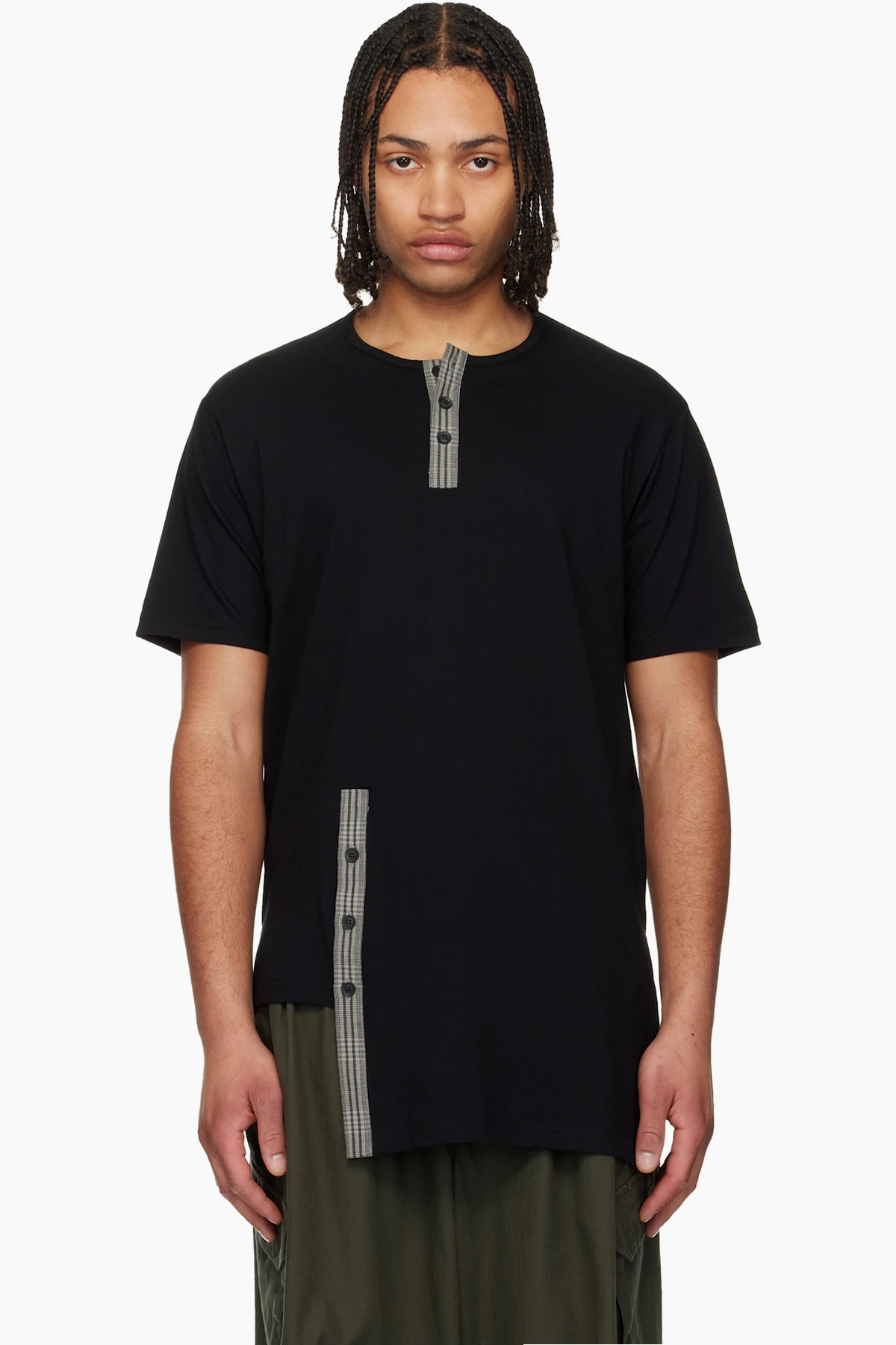 Black Asymmetrical Henley