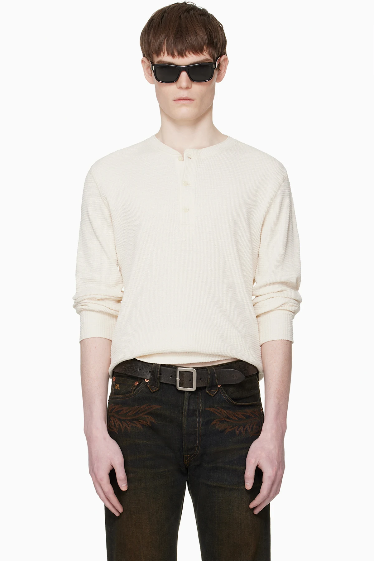 Off-White Waffle-Knit Henley