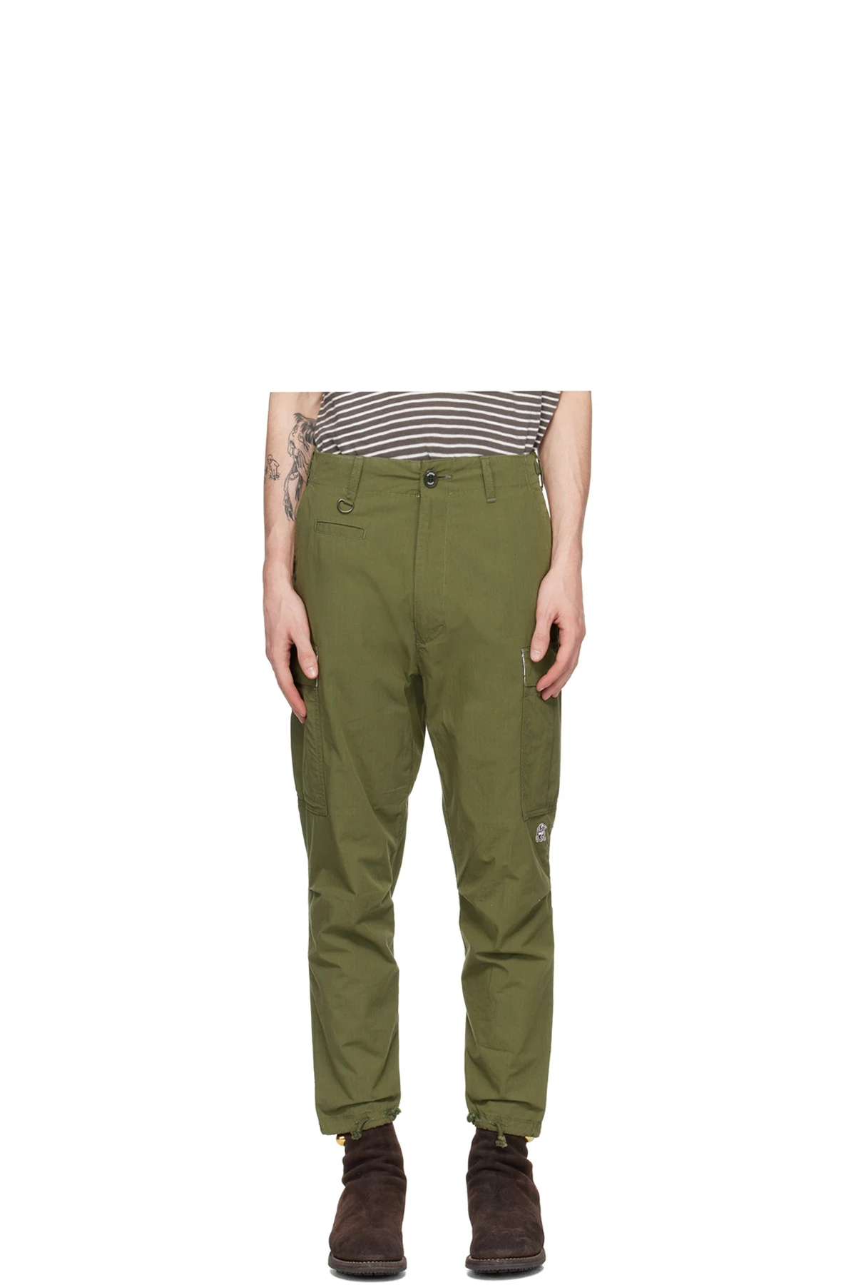 Khaki Cinch Tab Cargo Pants