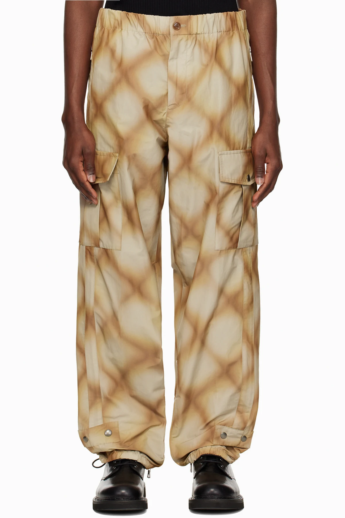 Khaki Check Cargo Pants