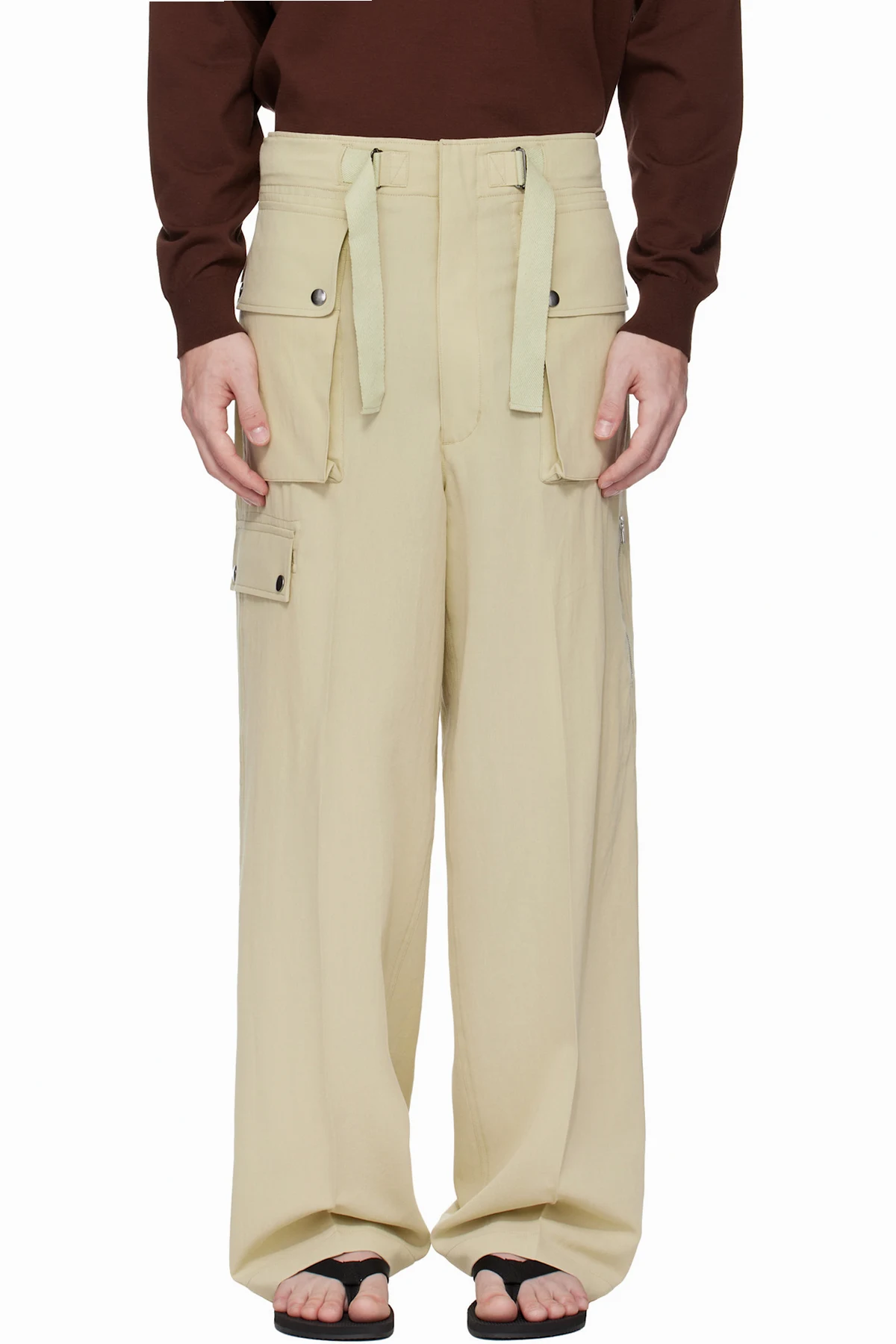 Khaki Light Cotton Wool Viyella Cargo Pants