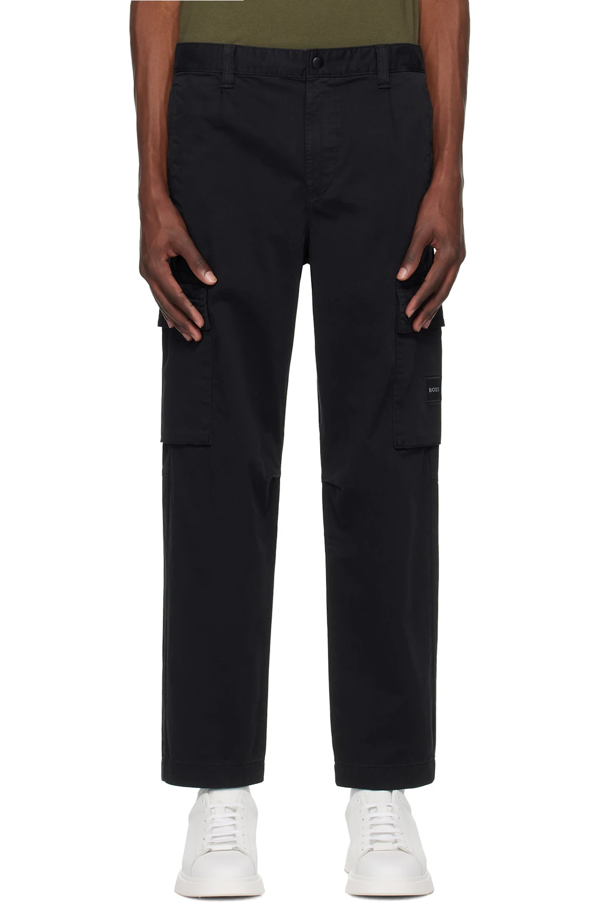 Black Logo Patch Cargo Pants