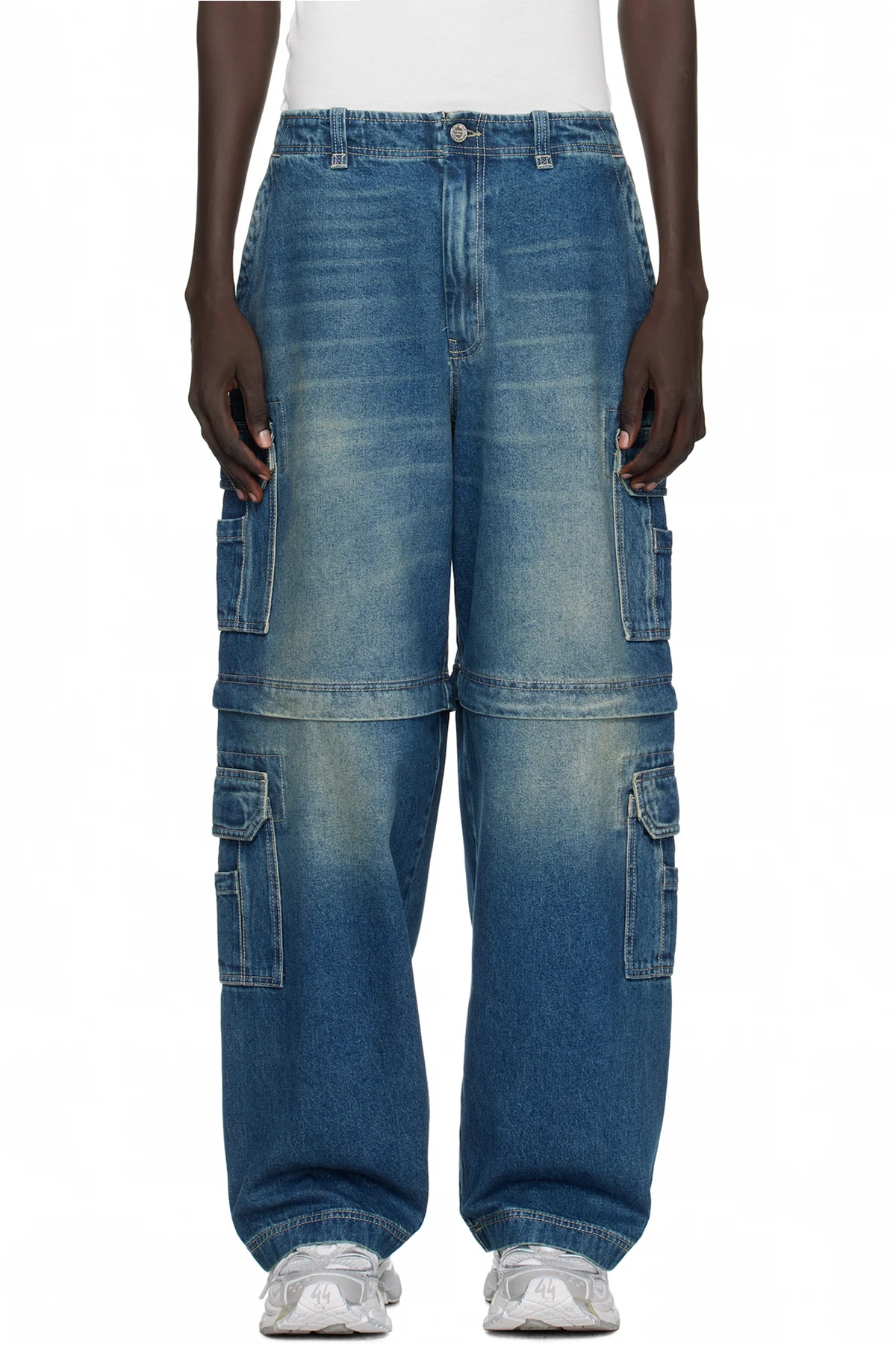 Blue Hip-Hop Denim Cargo Pants