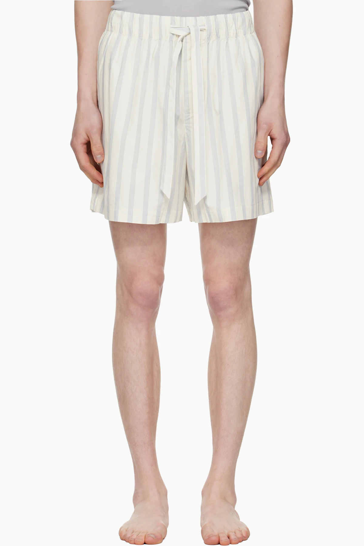 Off-White & Navy Poplin Pyjama Shorts
