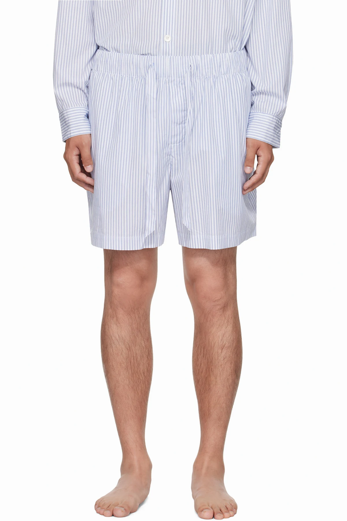 White & Blue Poplin Pyjama Shorts