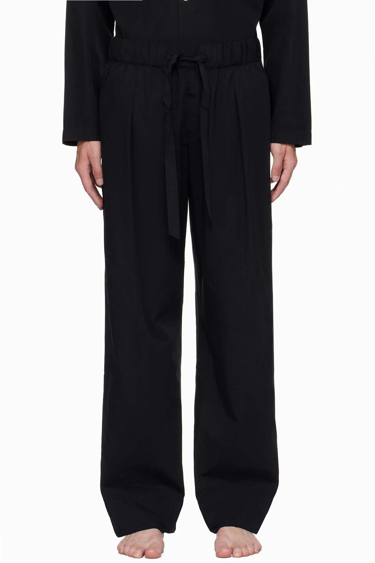 Black Striped Poplin Pyjama Pants