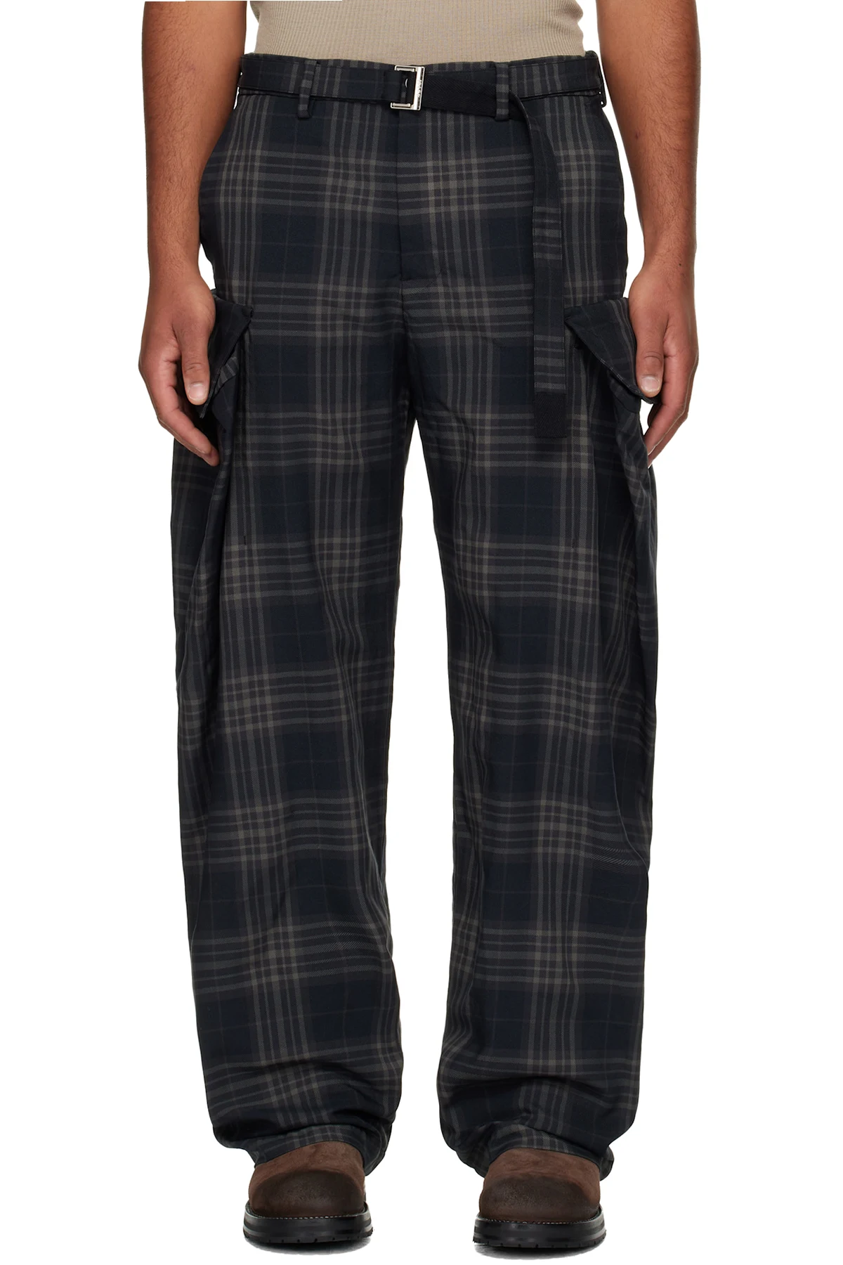 Black Plaid Cargo Pants