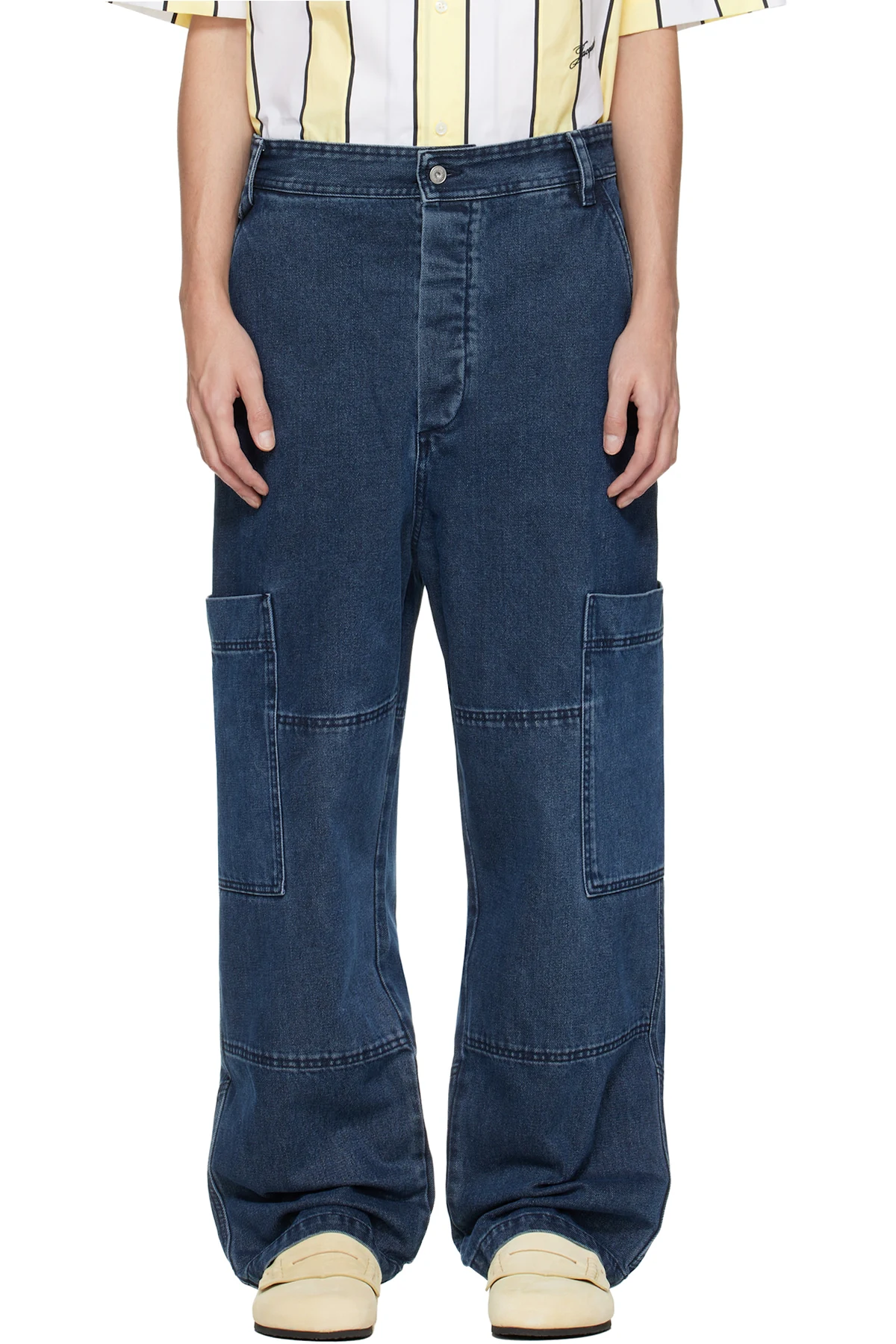 Blue 'The Carré de-Nîmes' Denim Cargo Pants