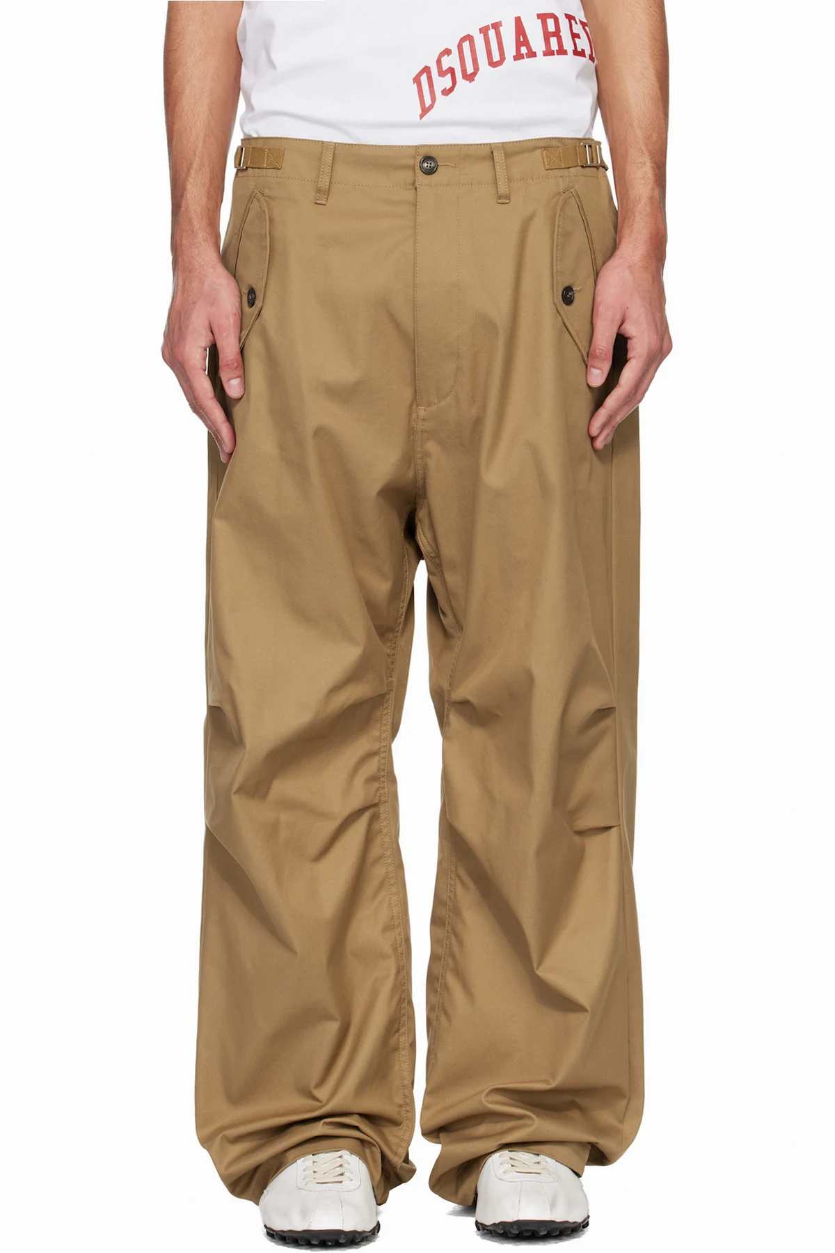 Tan Utility Wide Cargo Pants