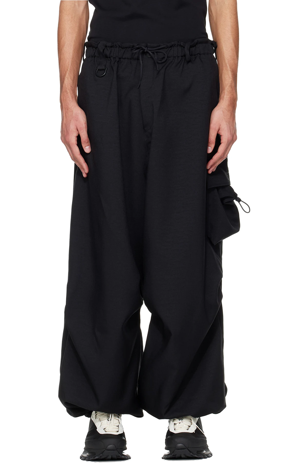 Black Sport Uniform Wide Cargo Pants