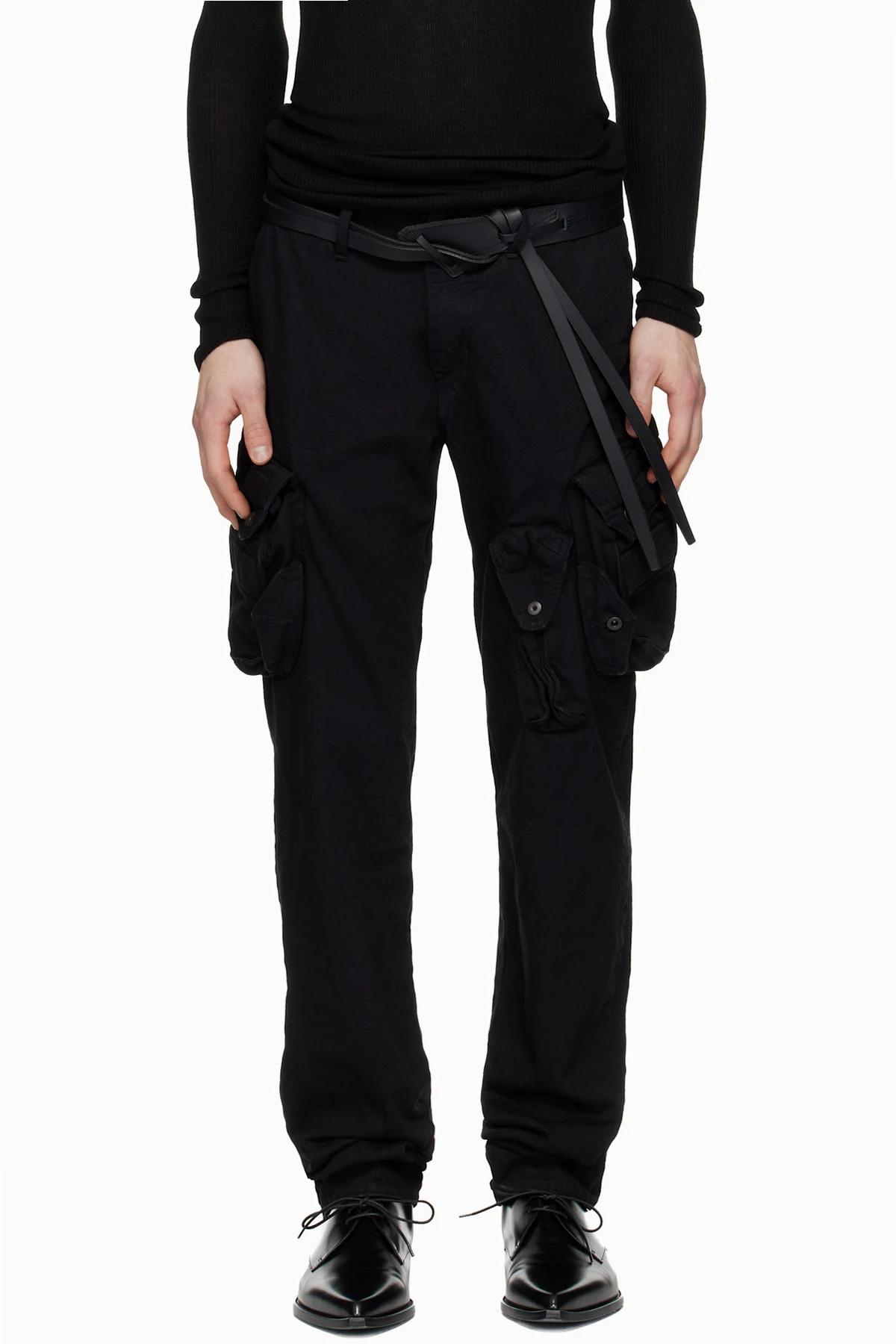 Black Gasmask Skinny Denim Cargo Pants