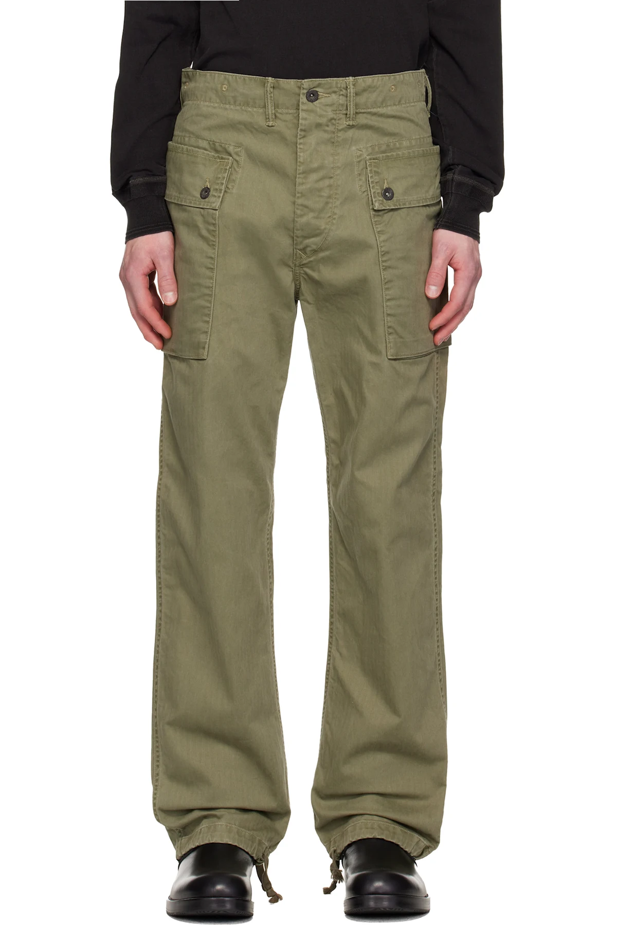 Green Herringbone Field Cargo Pants