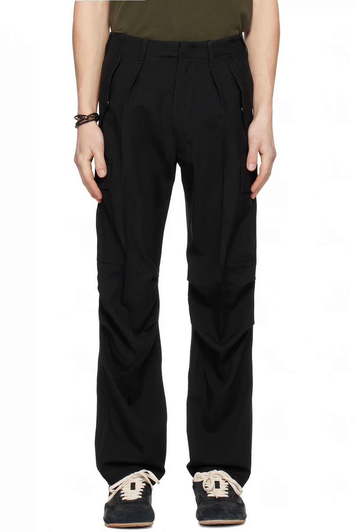 Black Wool Cashmere Cargo Pants