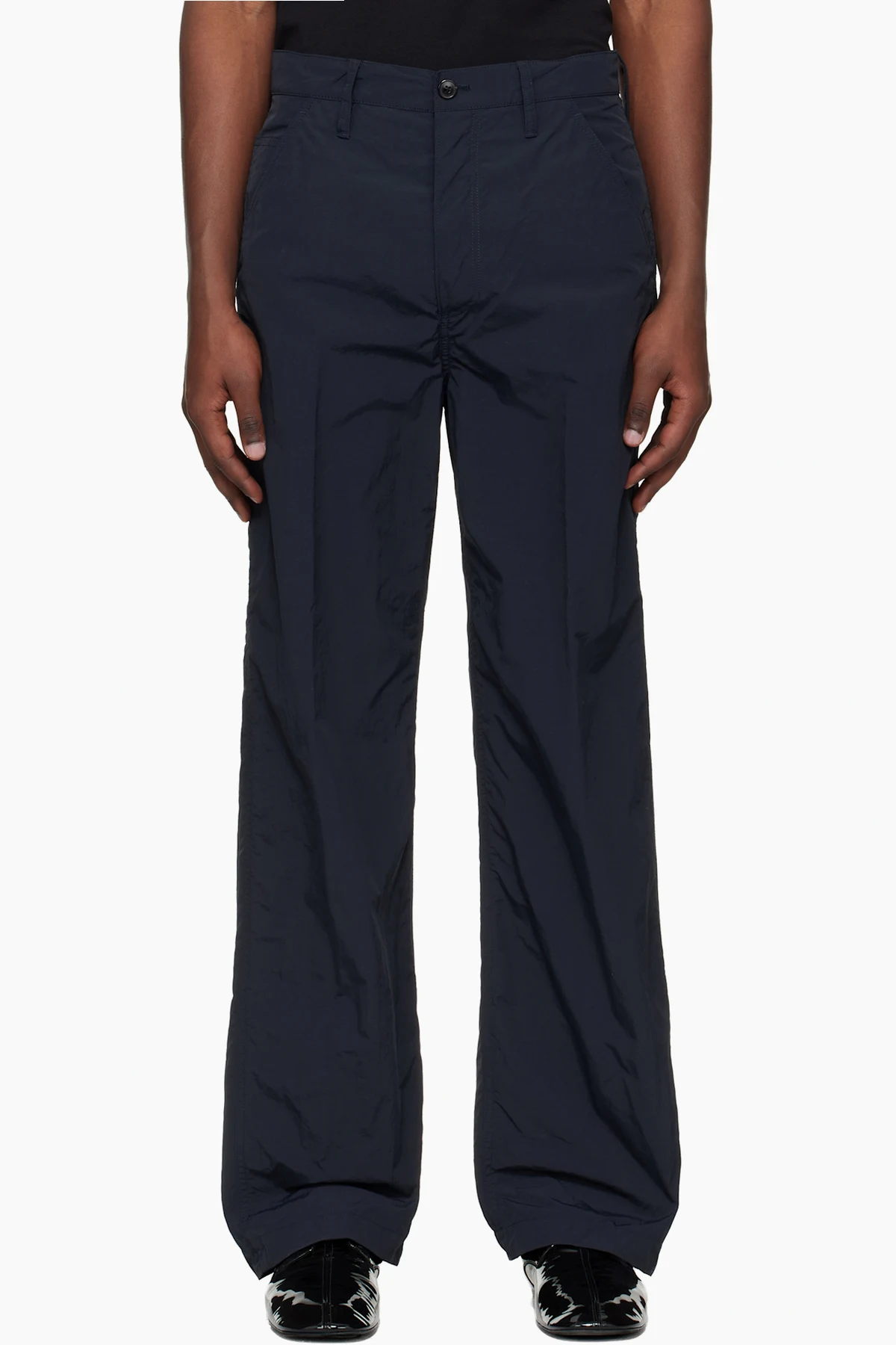 Navy Crinkle Cargo Pants