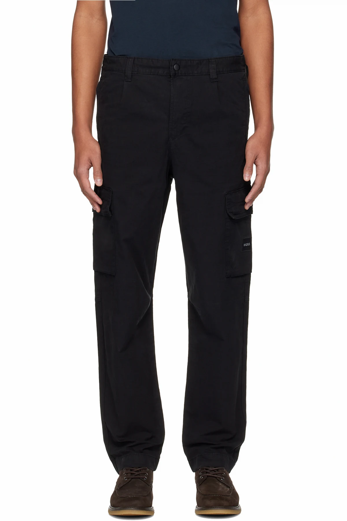 Black Cotton Cargo Pants