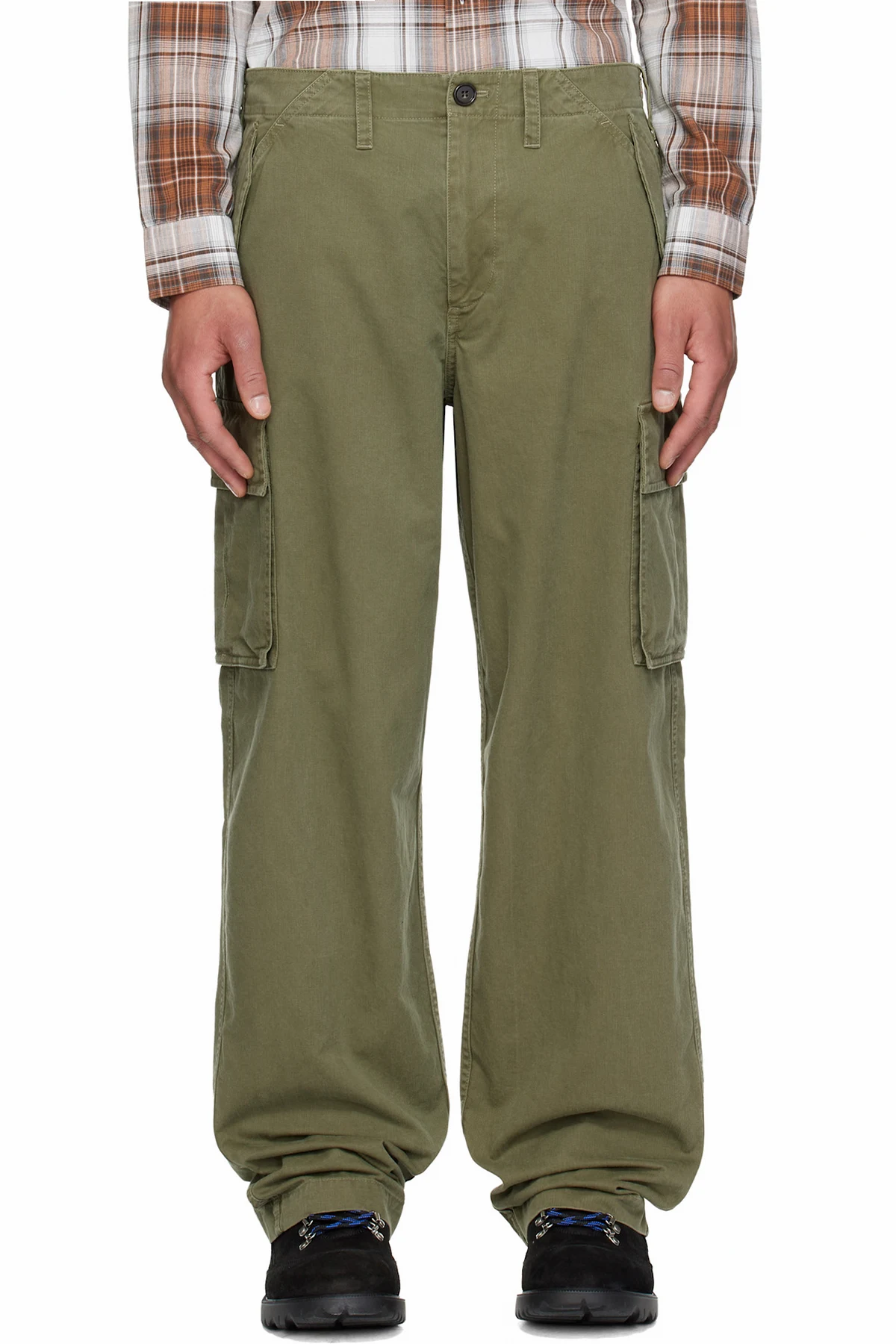 Green Cotton Cargo Trousers