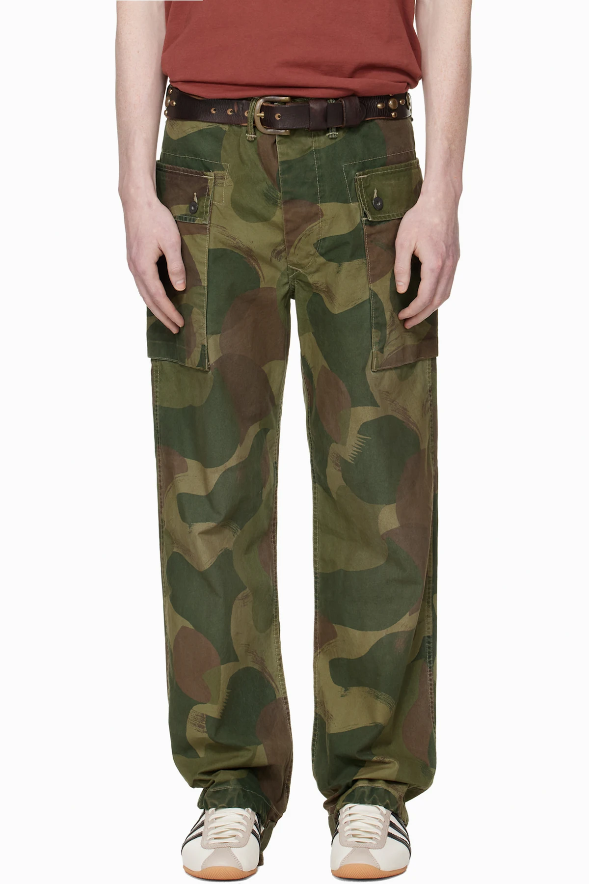Green Camo Poplin Field Cargo Pants