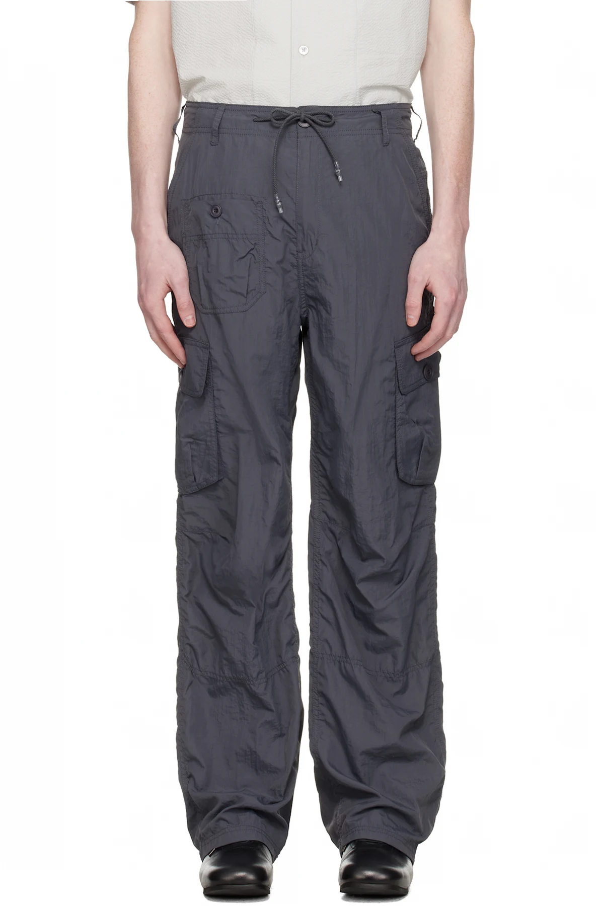 Gray Multi-Pocket Stitch Pointed Cargo Pants