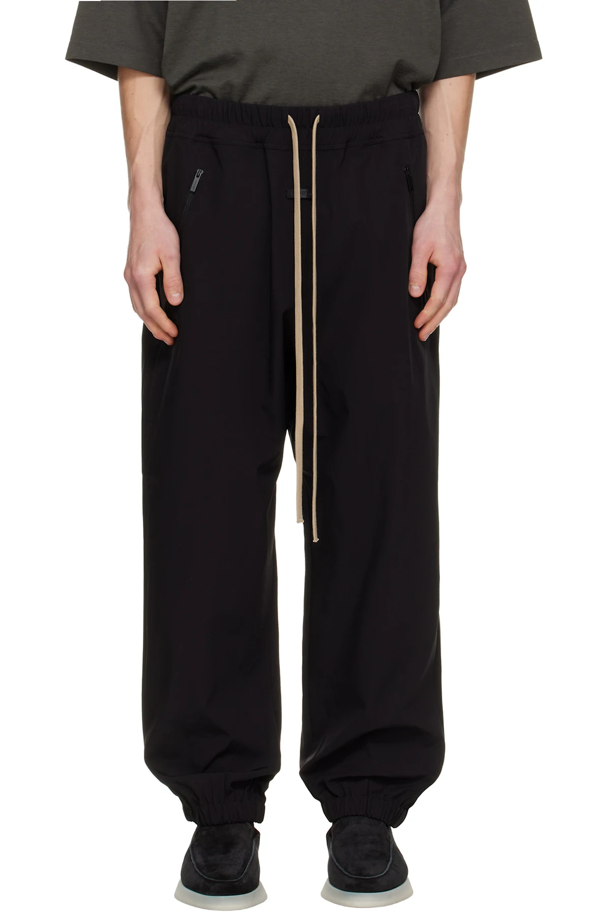 Black Nylon Track Pants