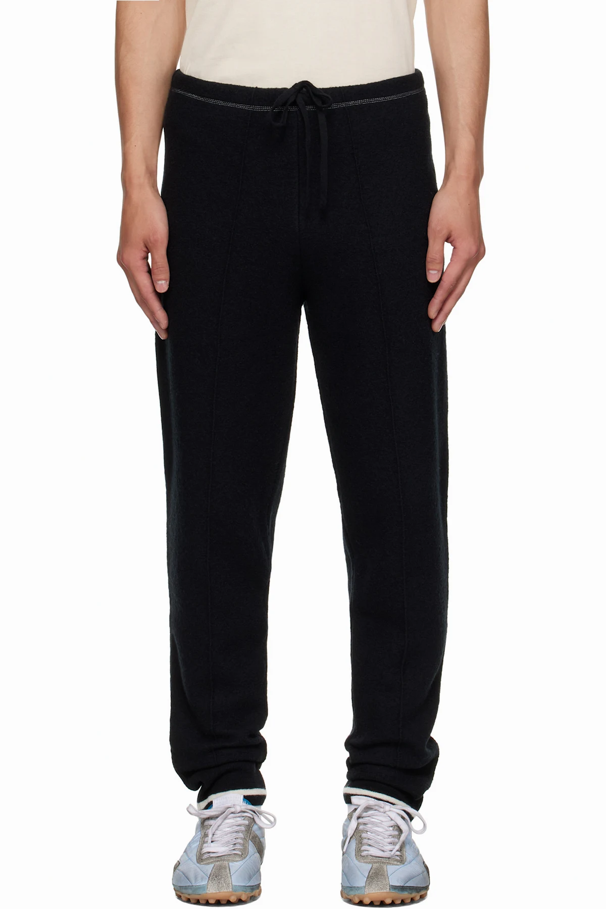 Black Wool Track Pants