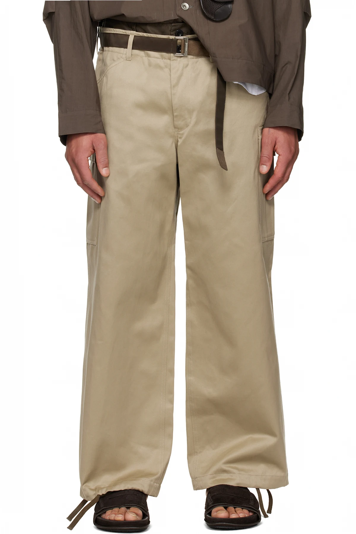 Tan Cotton Chino x Nylon Twill Cargo Pants