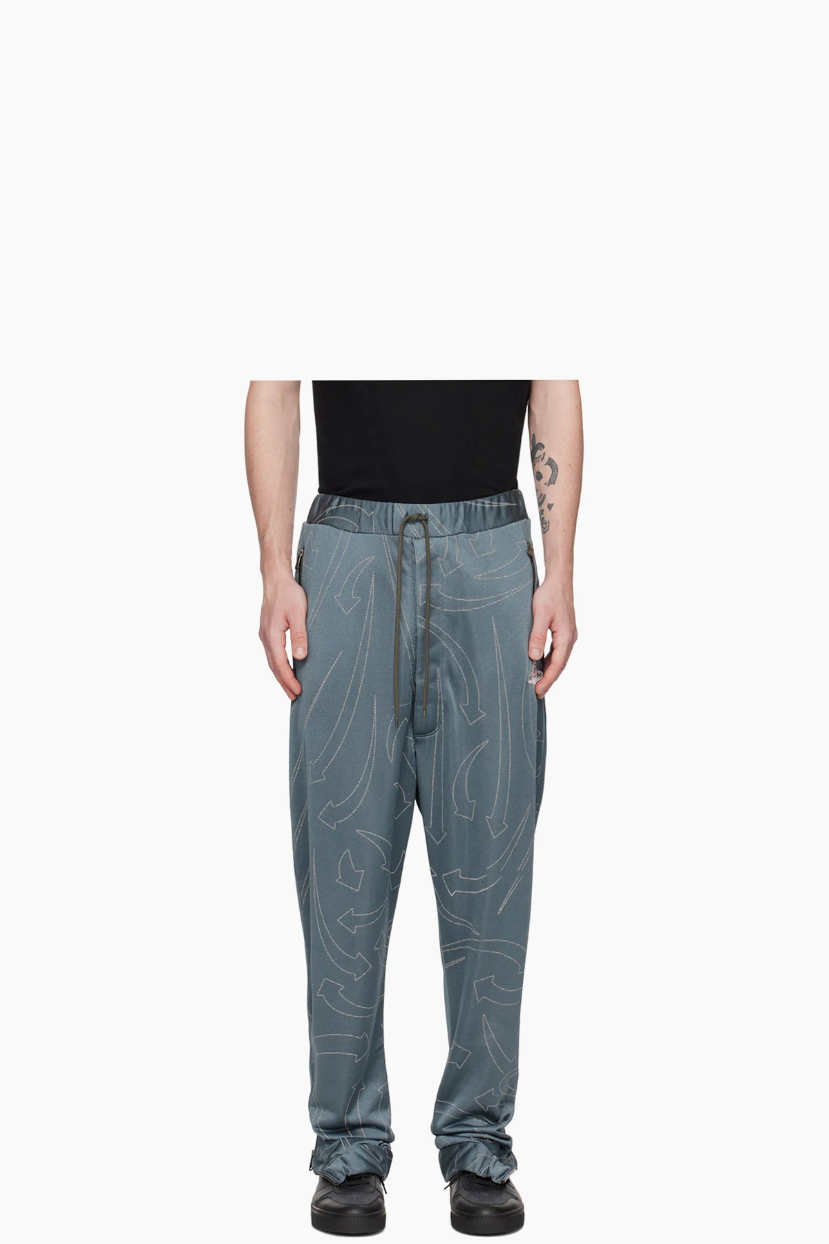 Gray Embroidered Track Pants