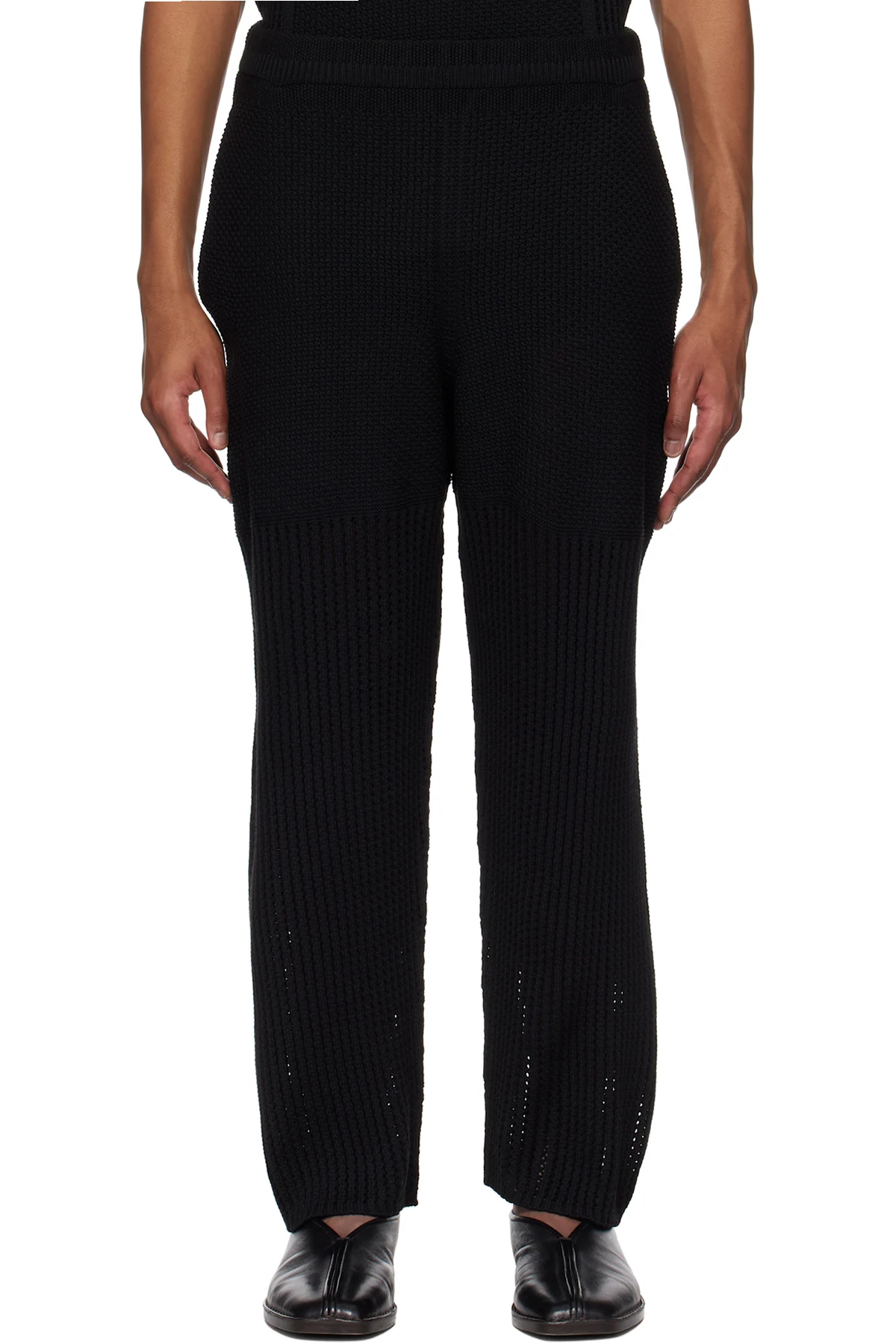 Black Rustic Knit Sweatpants