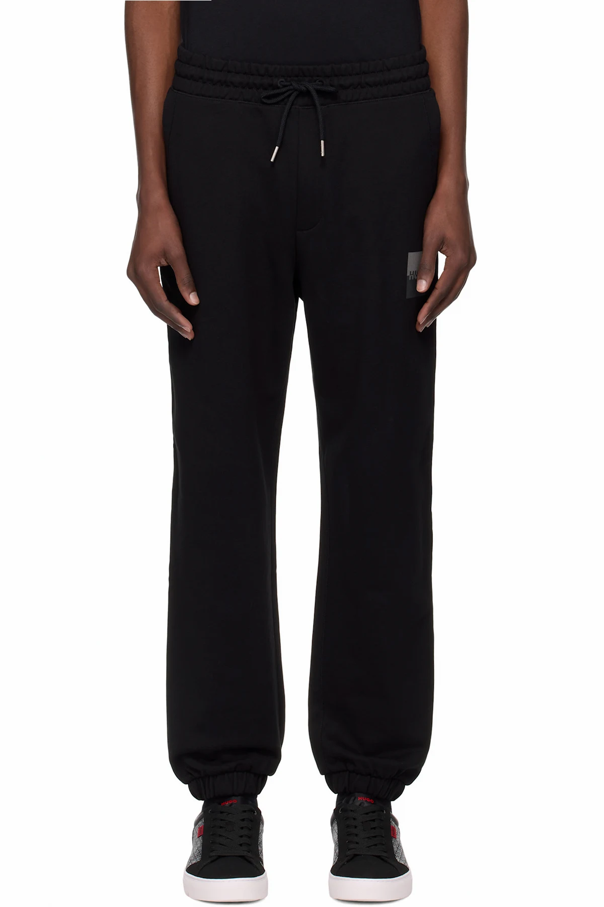 Black Cotton Terry Split Logo Sweatpants