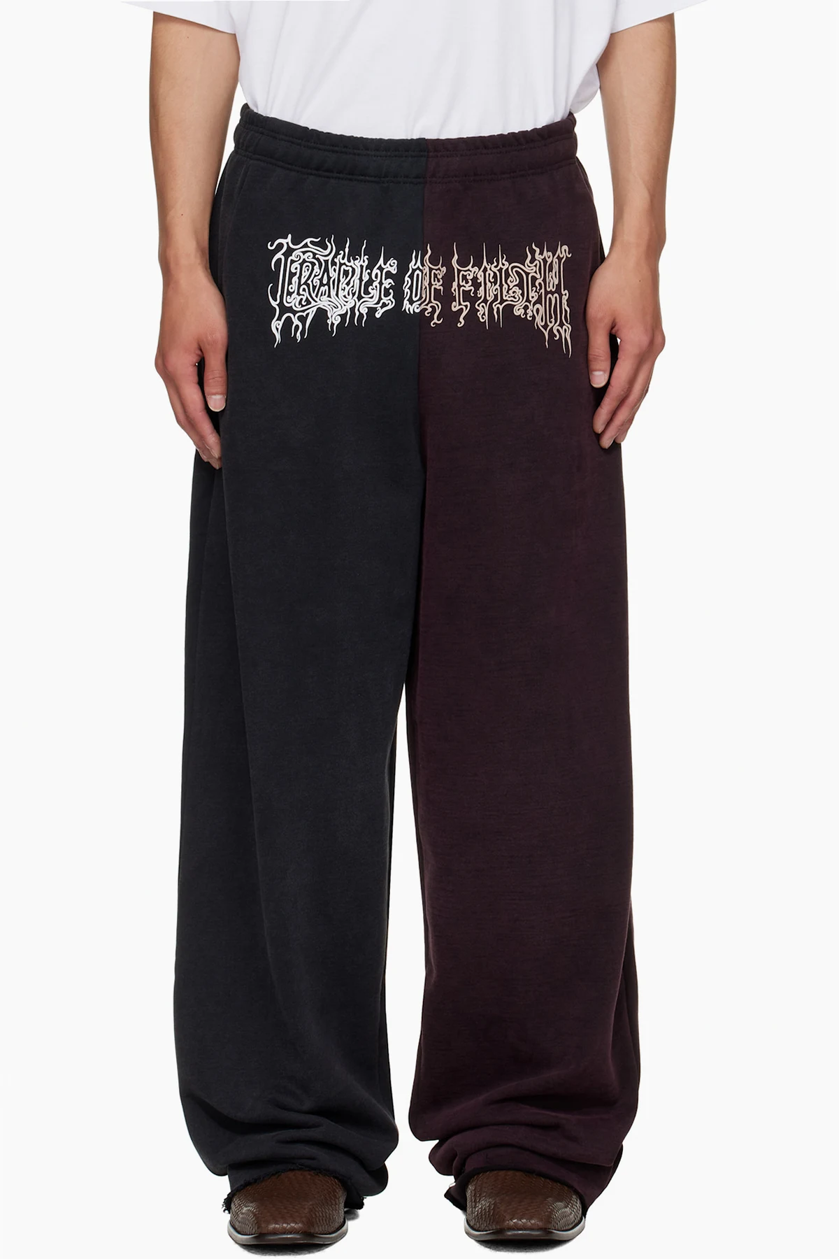 Black & Burgundy Cradle of Filth Cut-Up Baggy Sweatpants