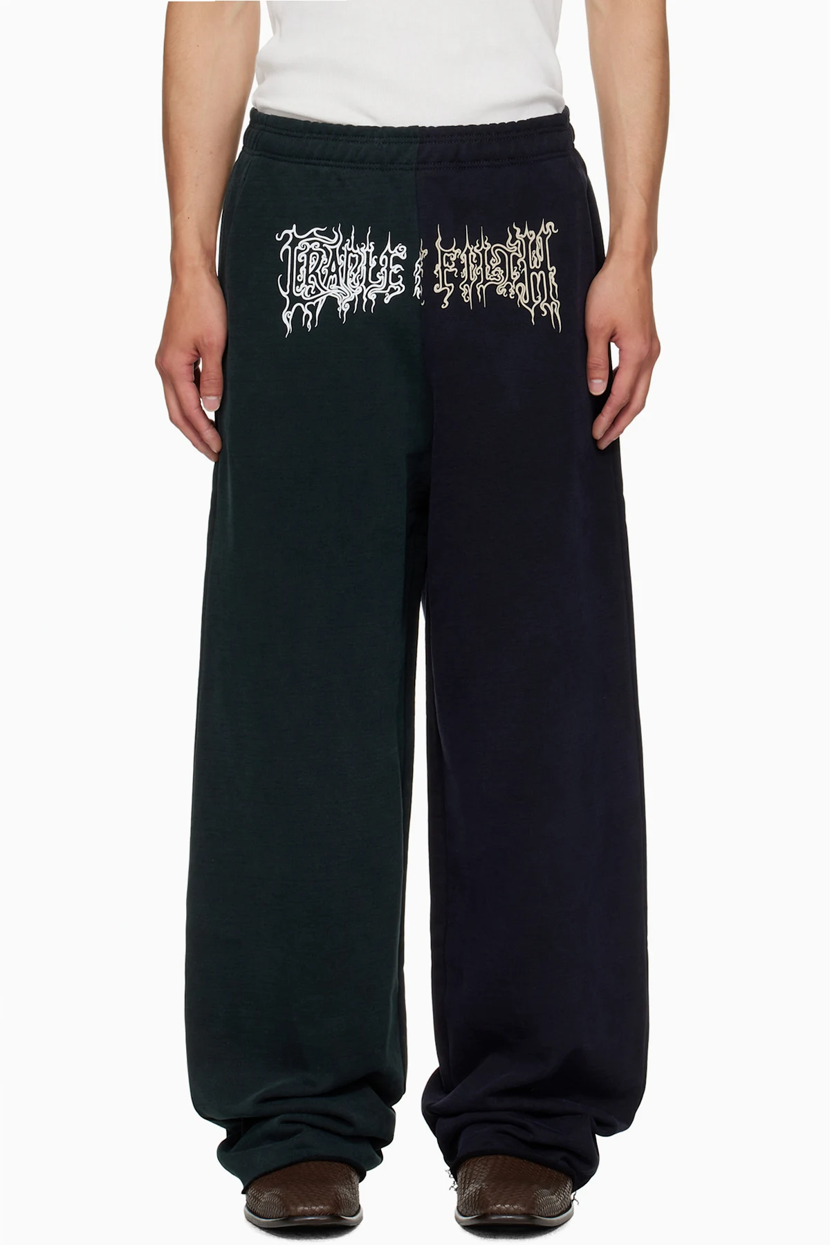 Green & Navy Cradle of Filth Cut-Up Baggy Sweatpants