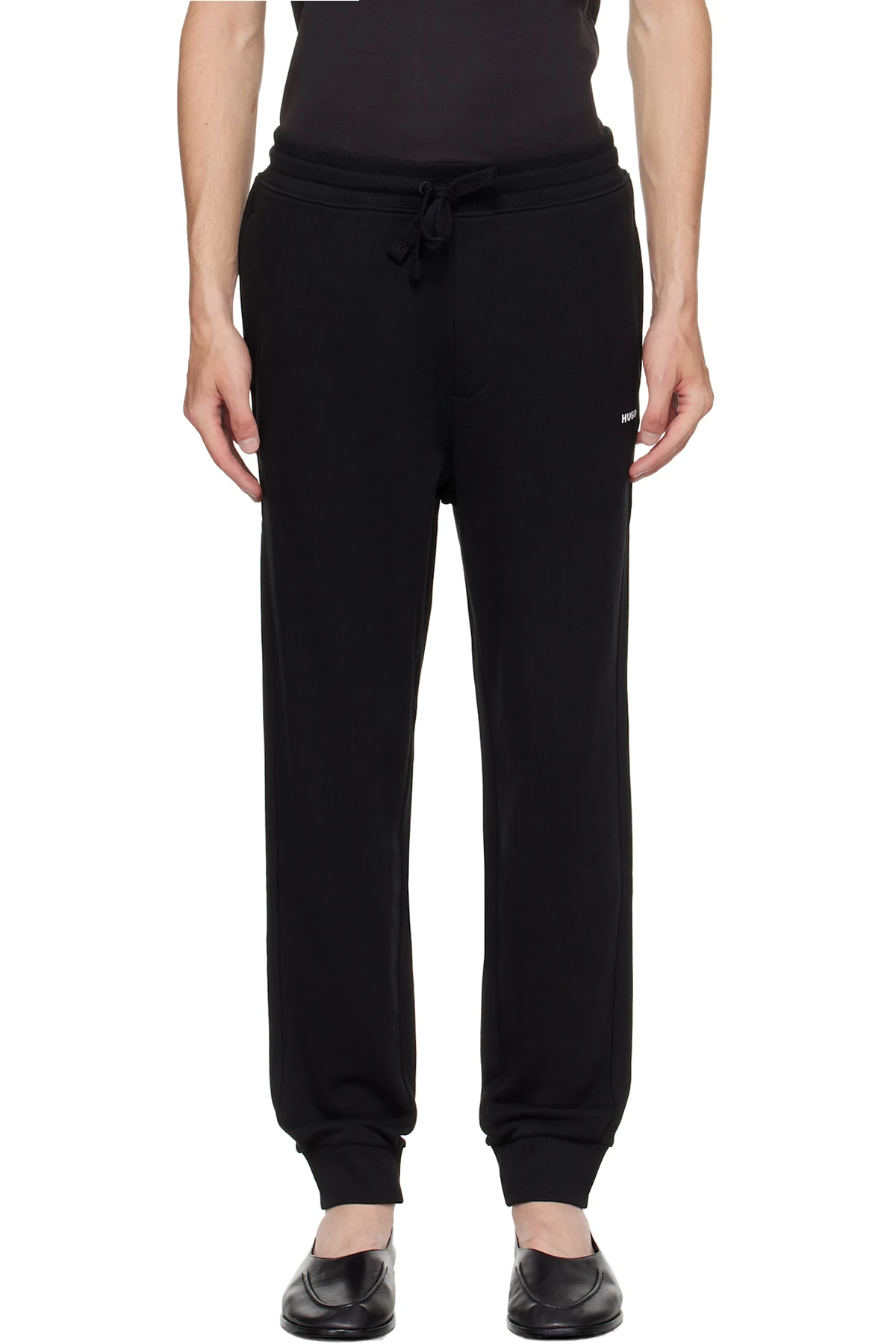 Black Cuffed Logo Print Sweatpants