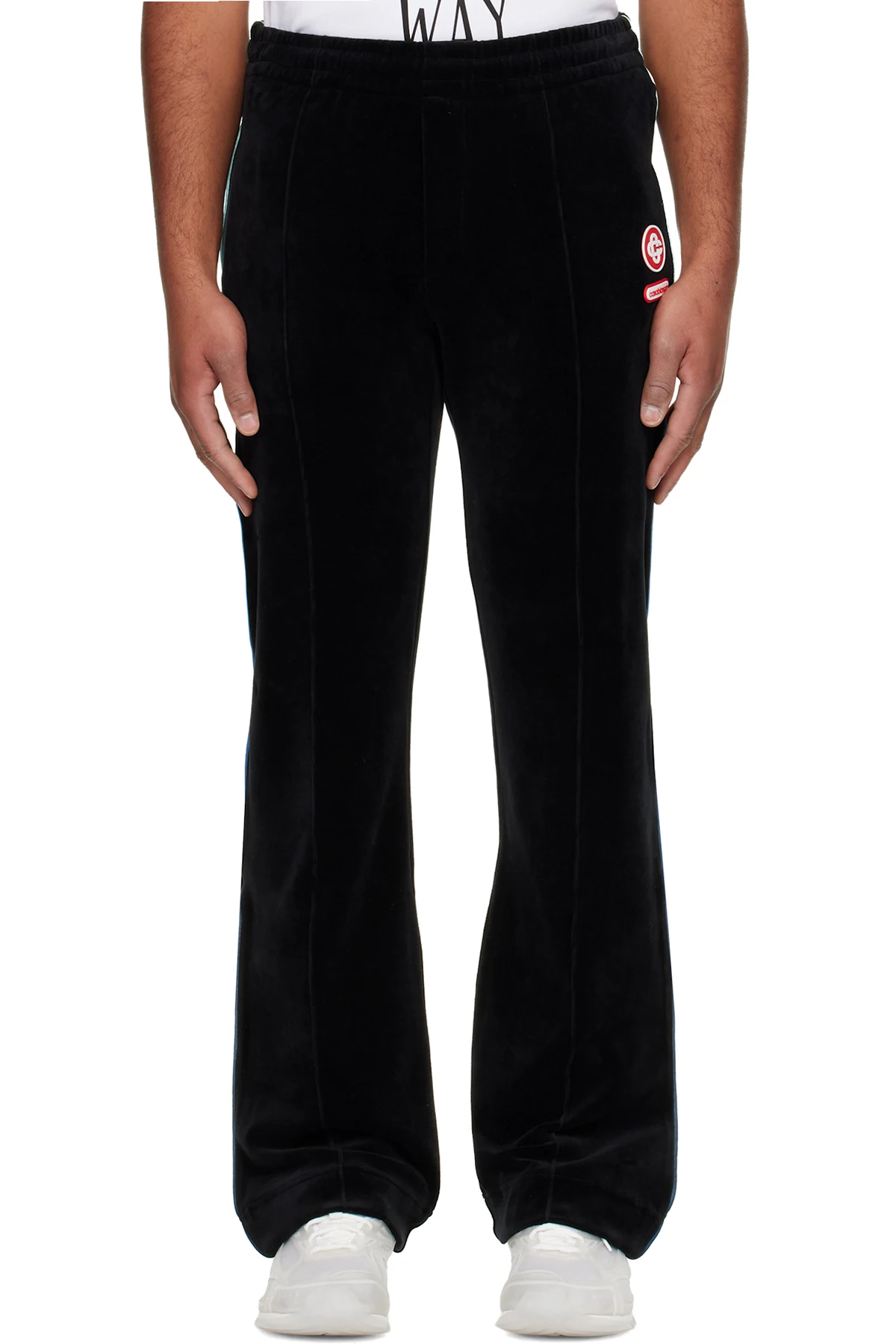 Black Gradient Piping Velour Track Pants