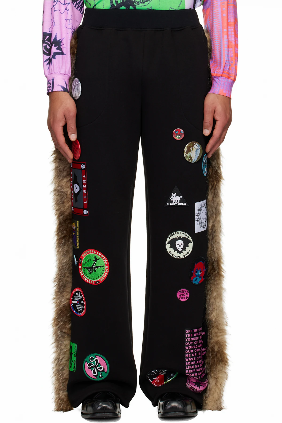 Black Faux-Fur Sweatpants