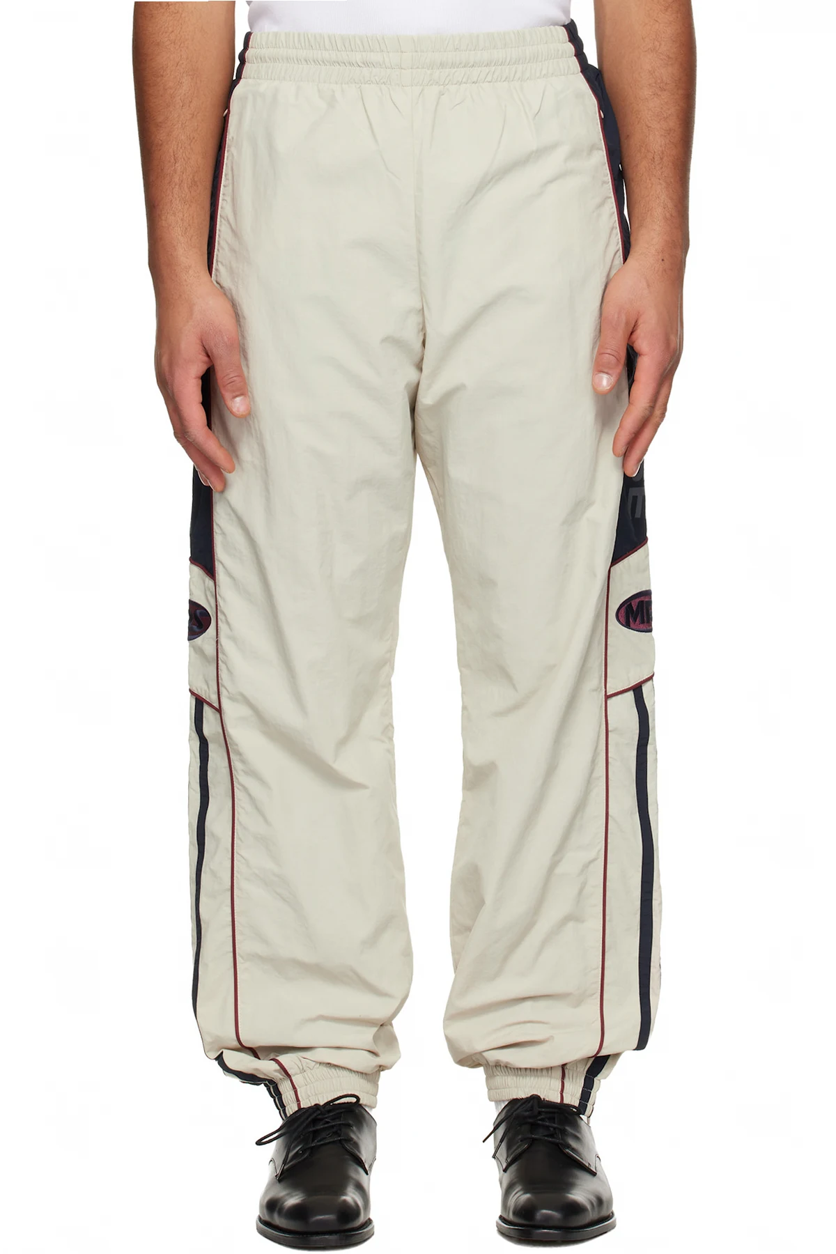 Beige & Navy Hockey Track Pants