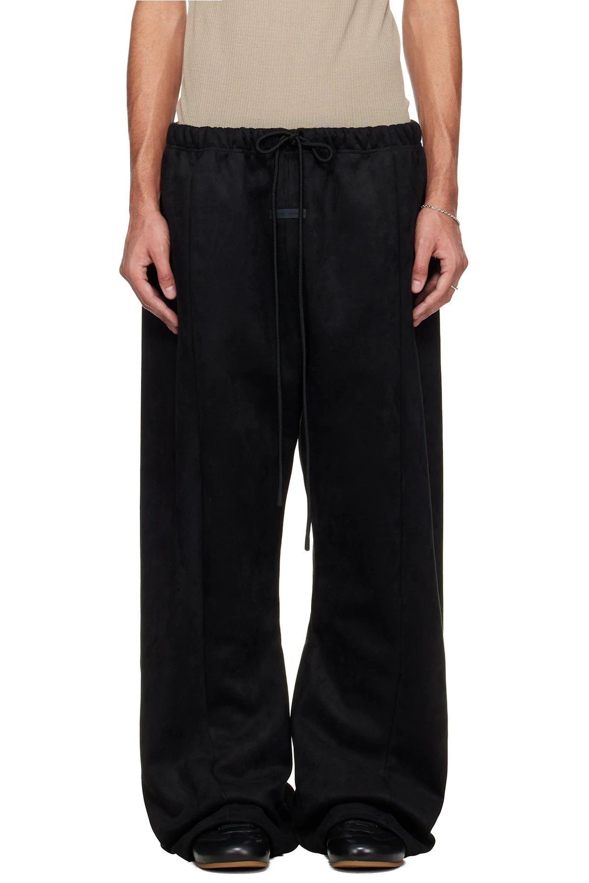 Black Holiday Flare Faux-Suede Sweatpants