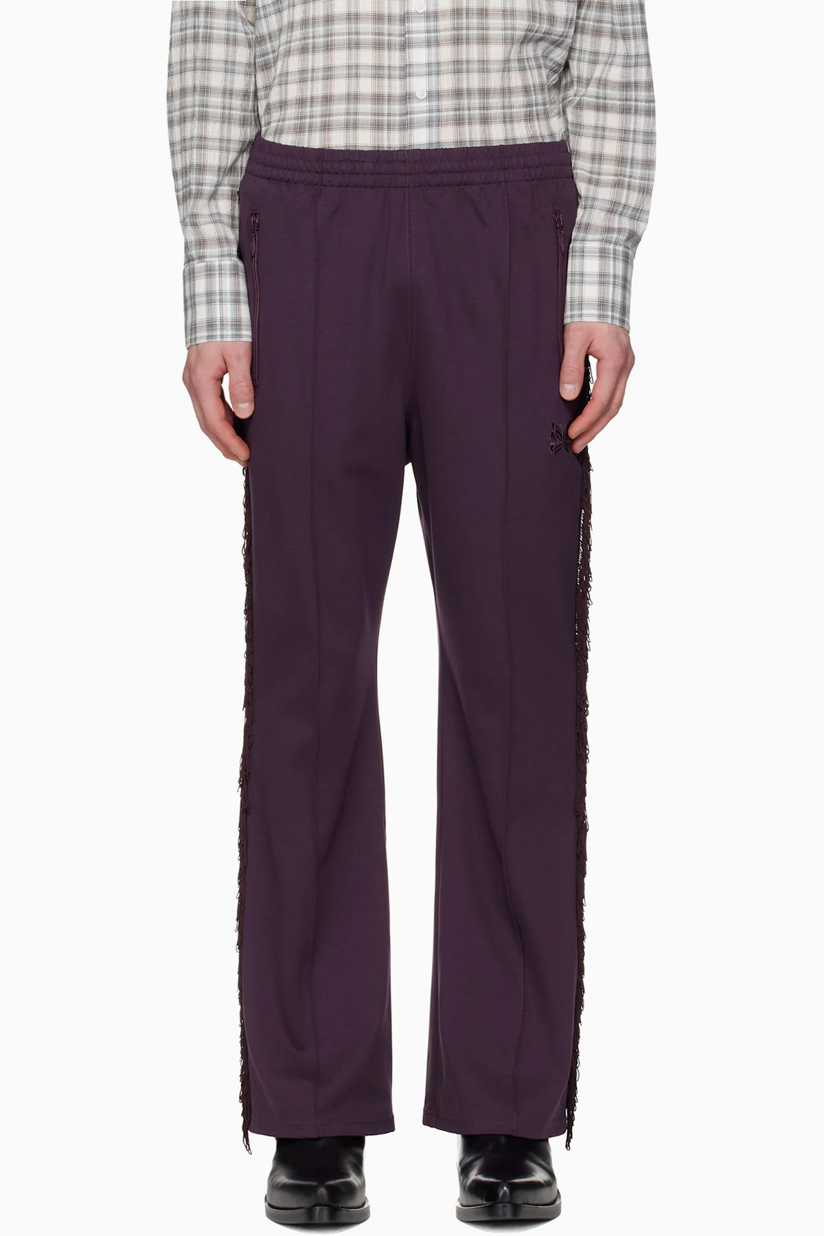 Purple Fringe Boot-Cut Track Pants
