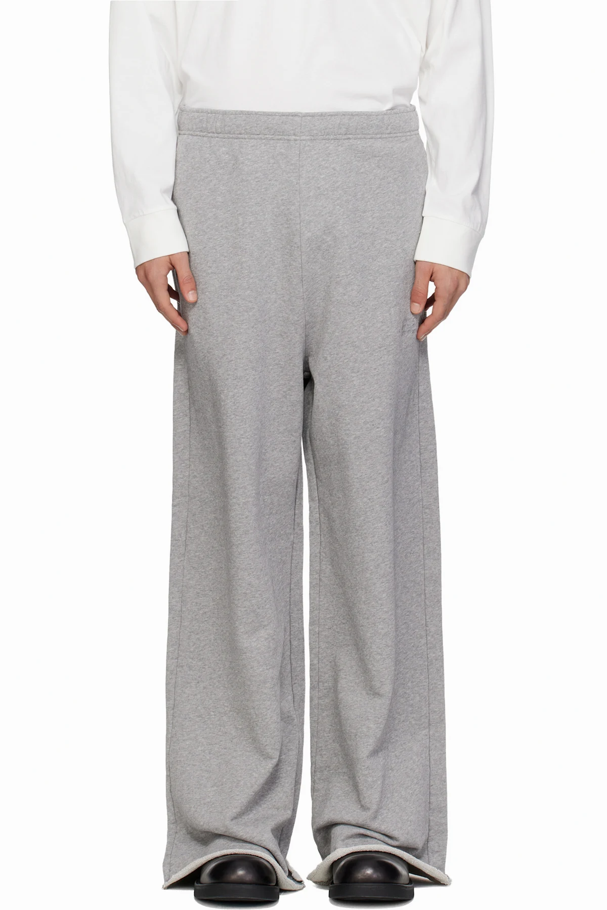 Gray Embroidered Logo Sweatpants