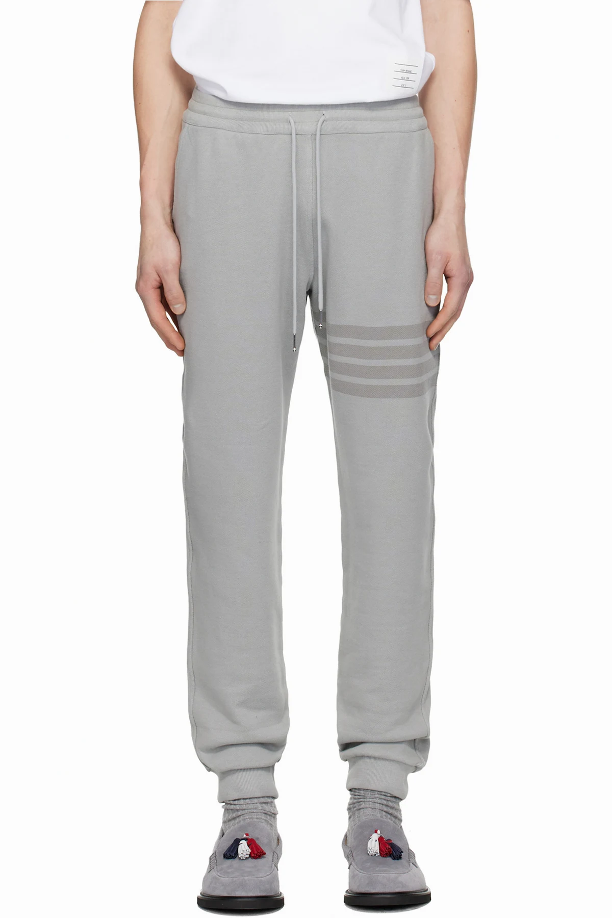 Gray Overdyed Solid Loopback 4 Bar Sweatpants