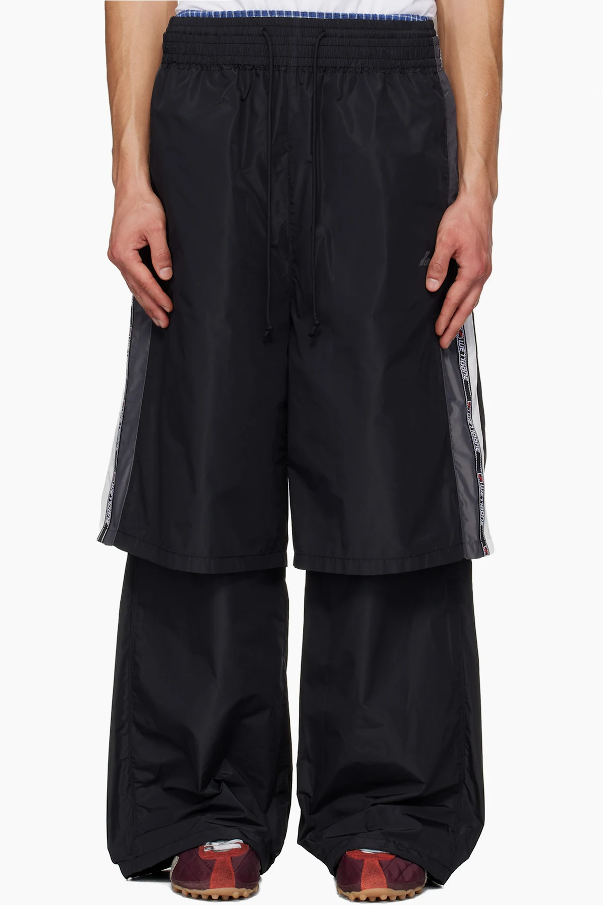 Black Triple Layered Track Pants