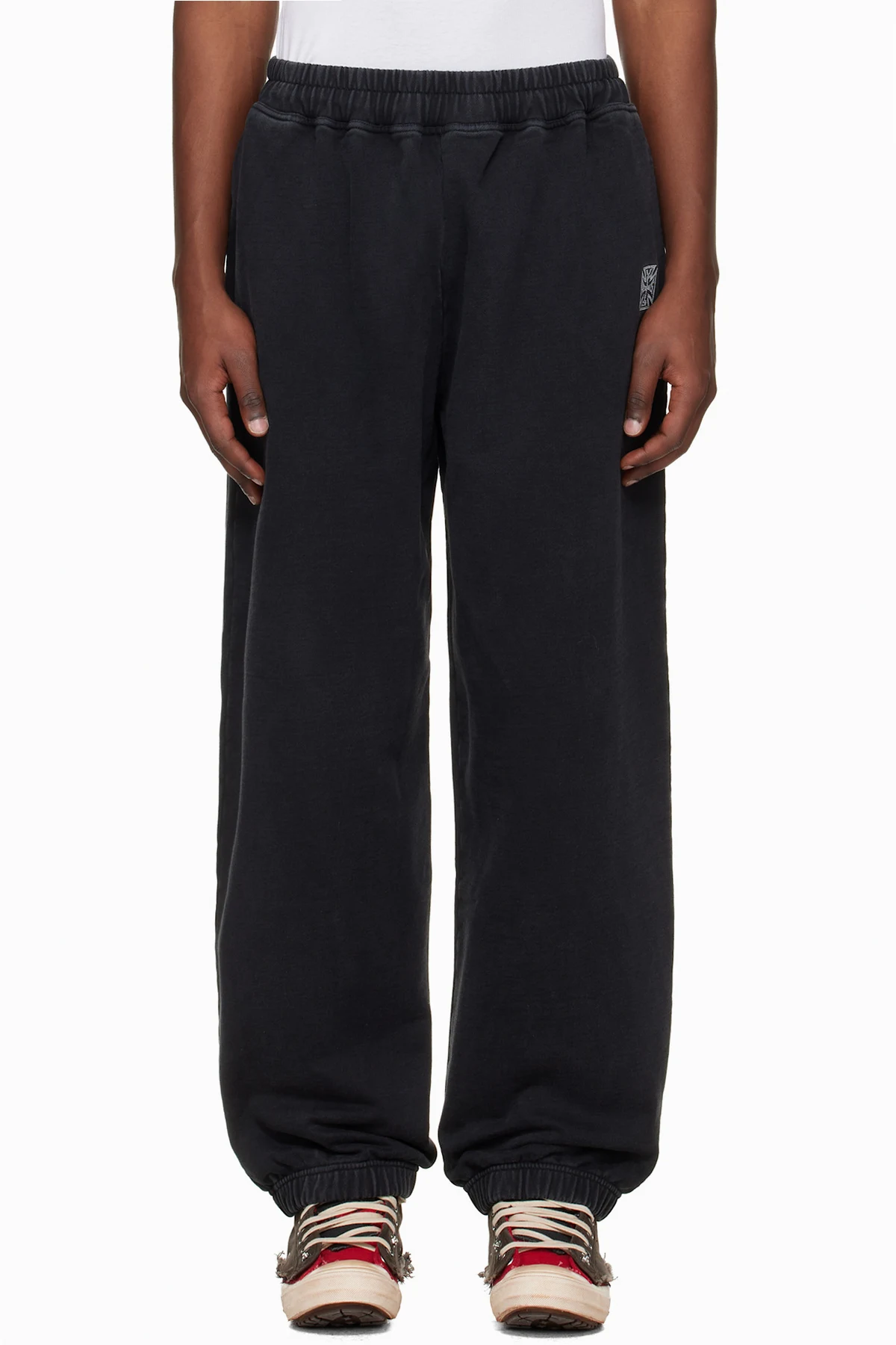 Black Biker Cross Logo Sweatpants