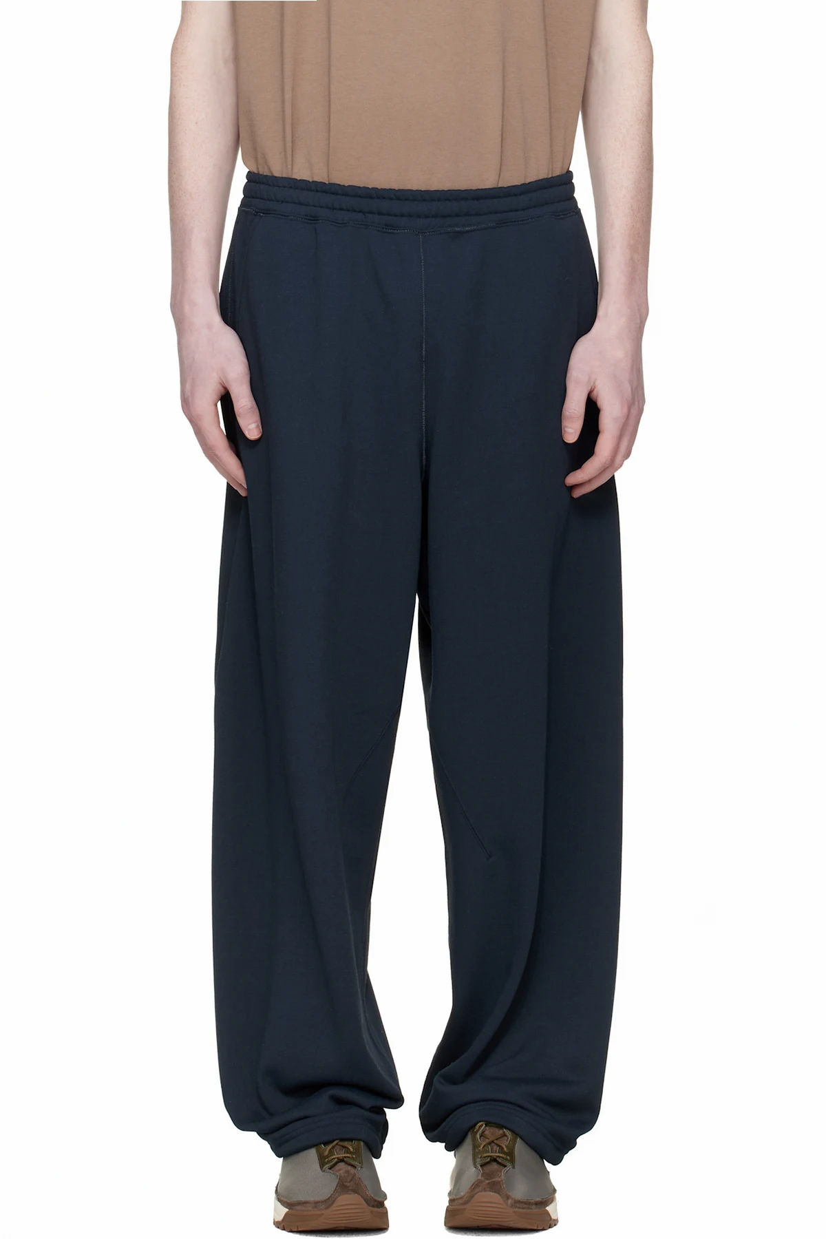 Navy Polyester Pile Sweatpants