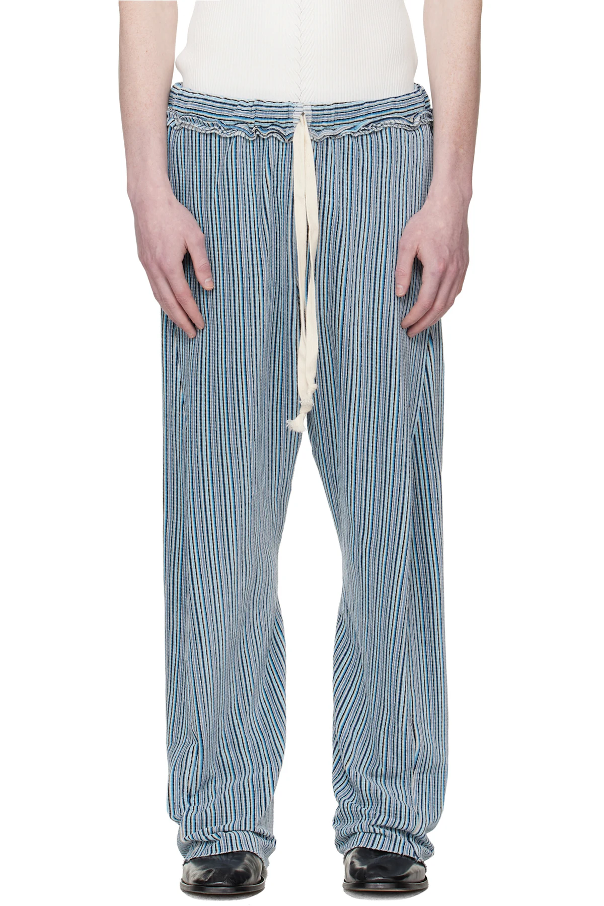 Blue Twisted Track Pants
