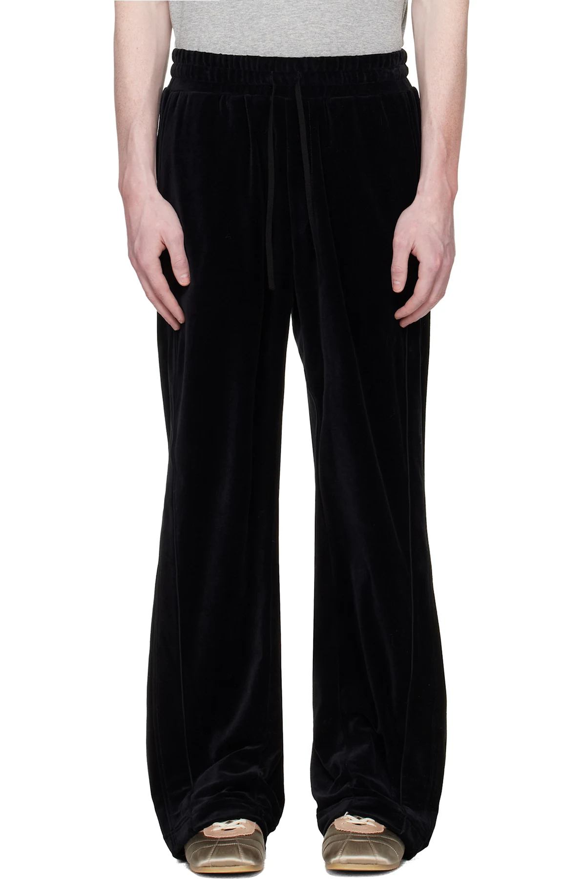 Black Shift Velvet Track Pants