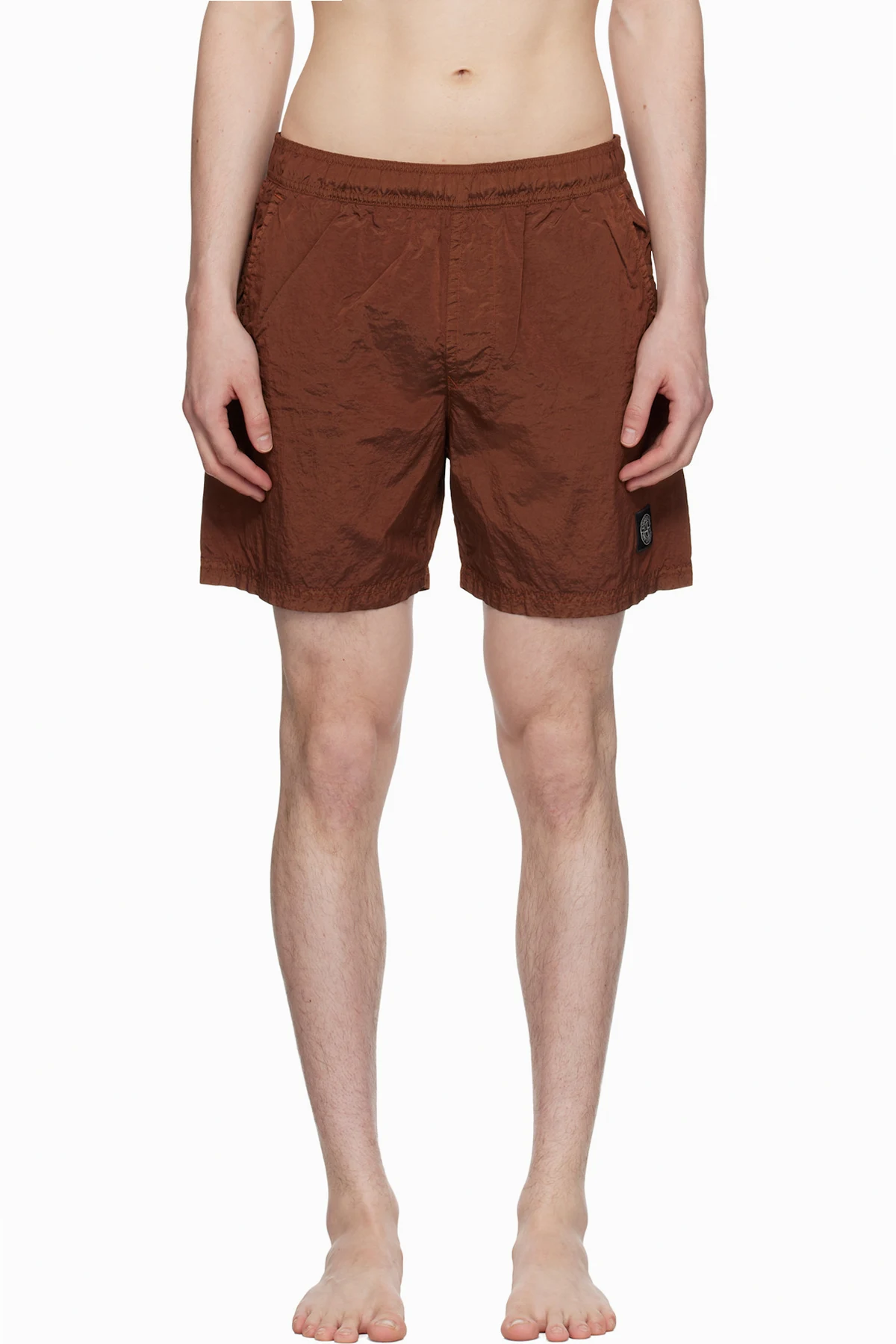 Burgundy Nylon Metal In Econyl Swim Shorts
